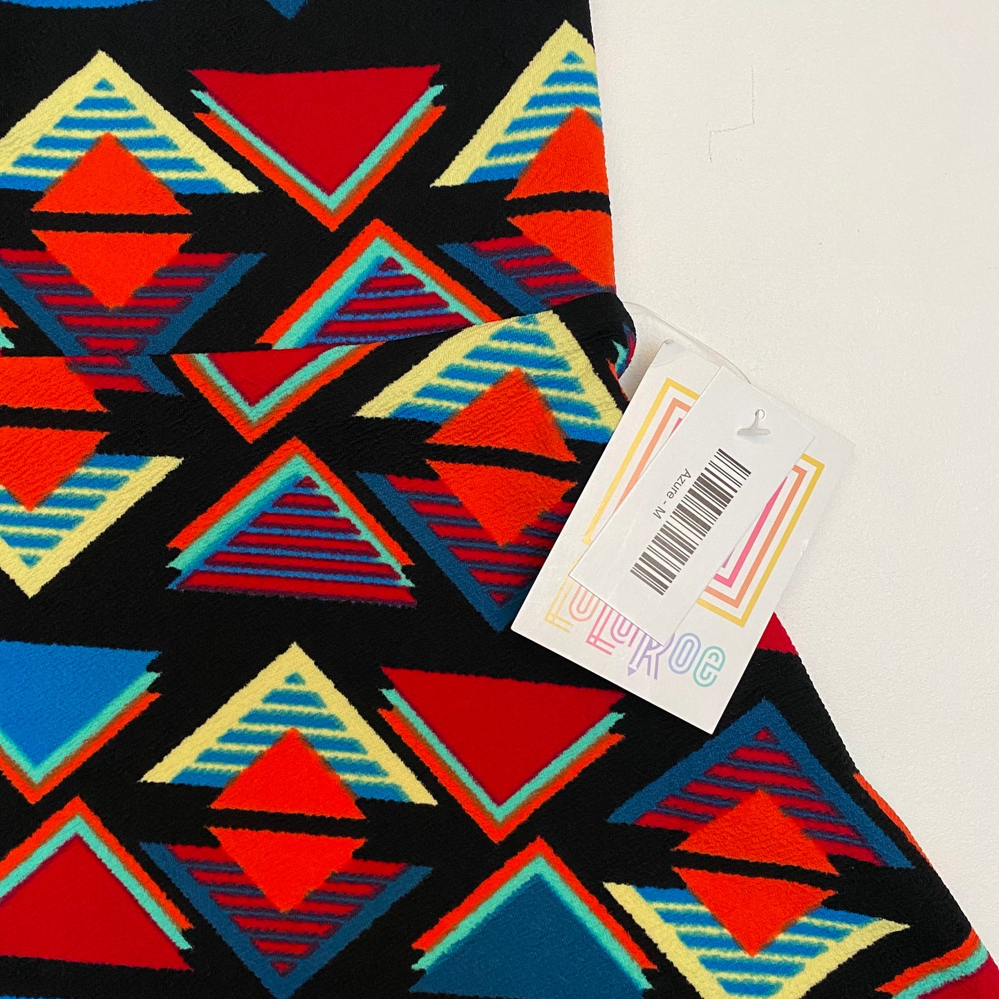 LuLaRoe Azure A-Line Skirt | M (6-8) | Black/Multicolor Geometric | NWT