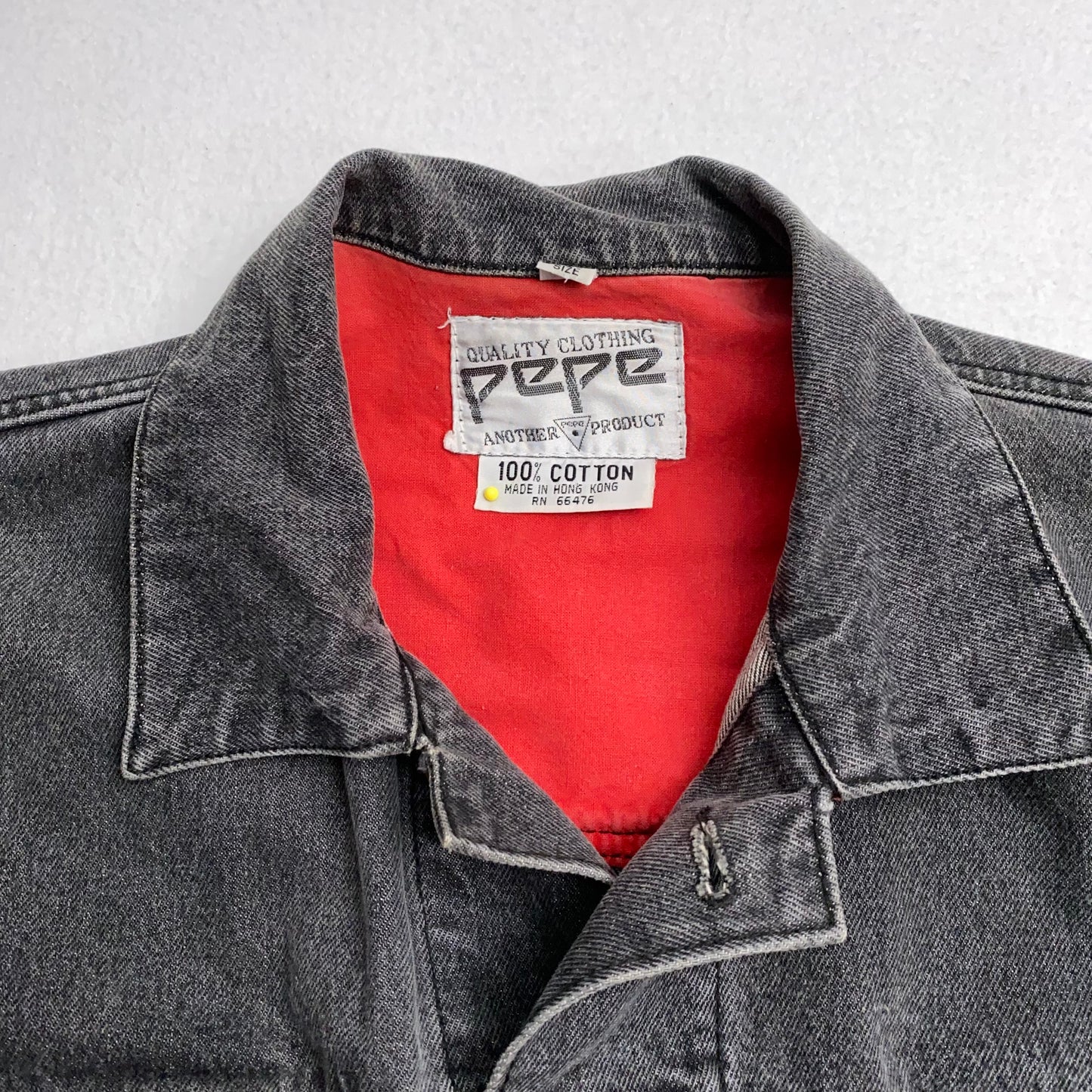 Pepe Jeans Vintage Denim Jacket - Washed Black with Red Lining - Perfect for Men - Available in Free Size