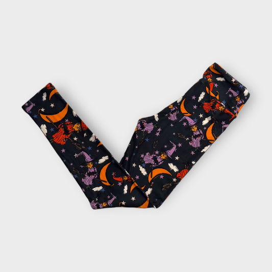 LuLaRoe Tween Halloween Leggings | Tween (00-0) | Gray/Multicolor Witches & Moons | New