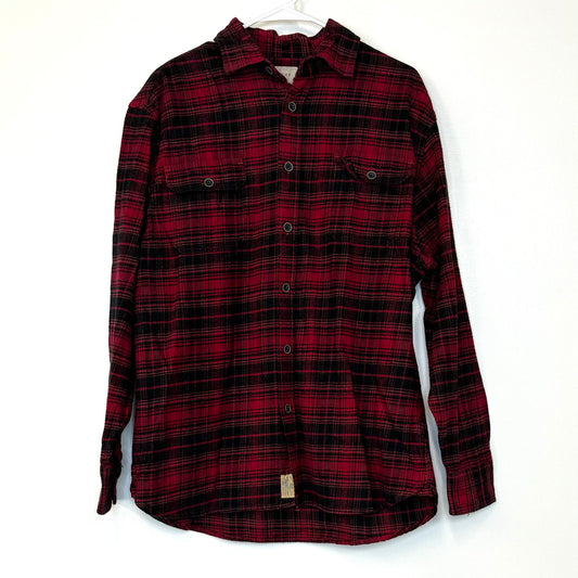 Jachs | Mens Plaid Flannel Shirt | Color: Red/Black | Size: L | Pre-Owned