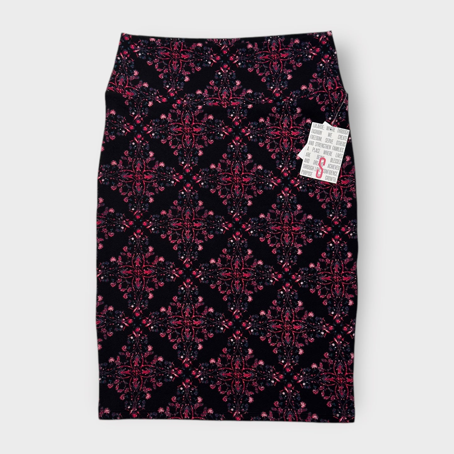 LuLaRoe Cassie Pencil Skirt - Multicolor Ornate Floral Lattice - Women's S (4-6) - NWT