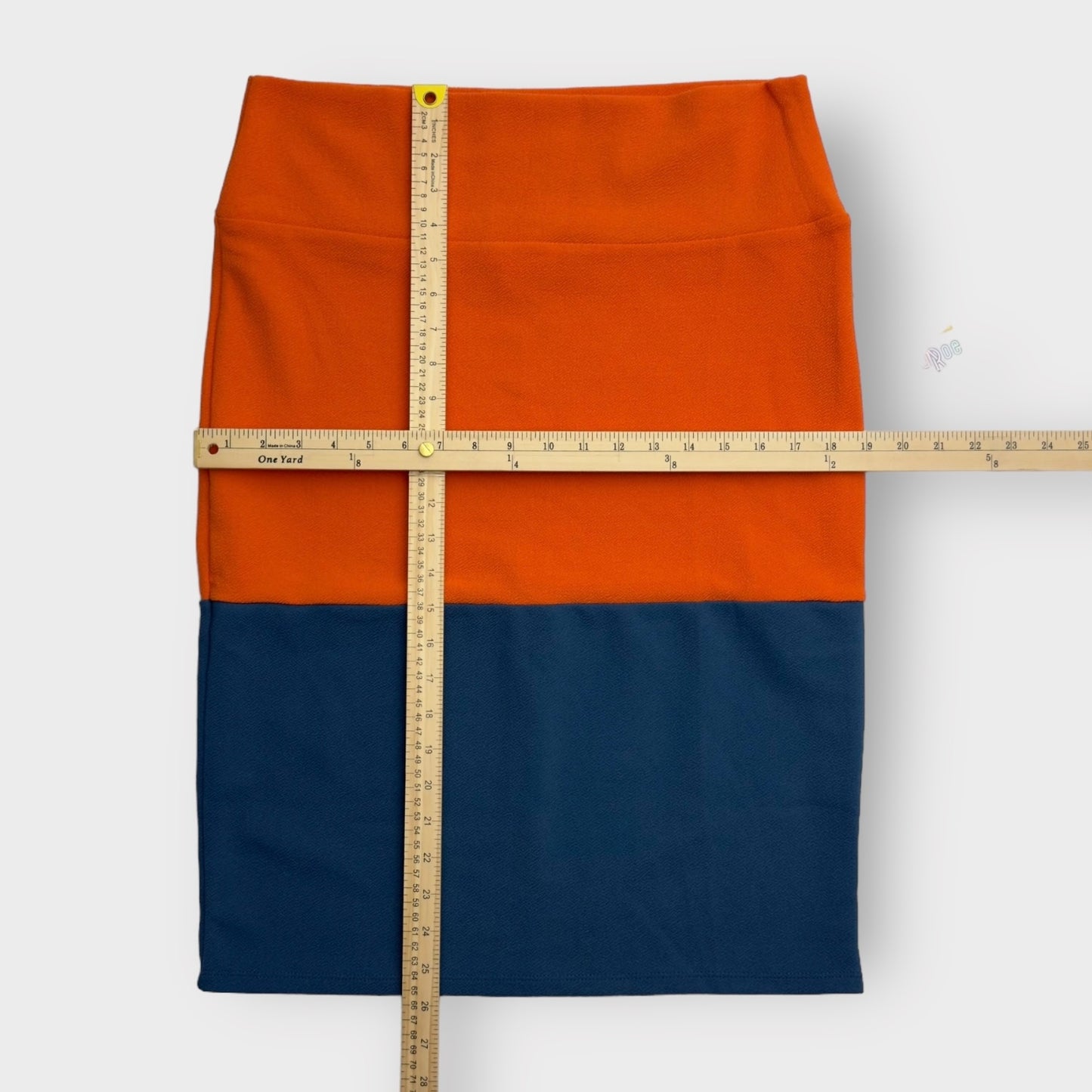 LuLaRoe Cassie Pencil Skirt | XL (18-20) | Orange/Blue Colorblock | NWT