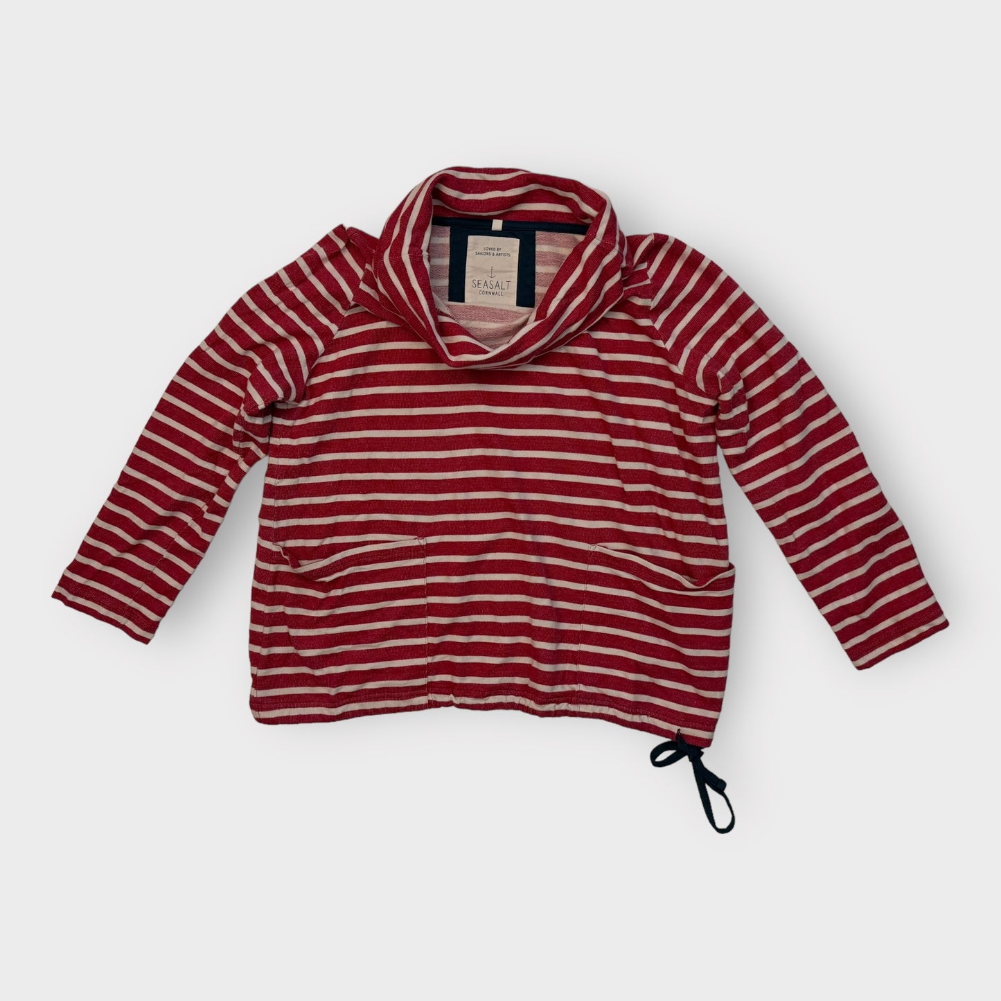 Seasalt Low Seas Sweatshirt | M | Red/White Striped | Pre-Owned VGC