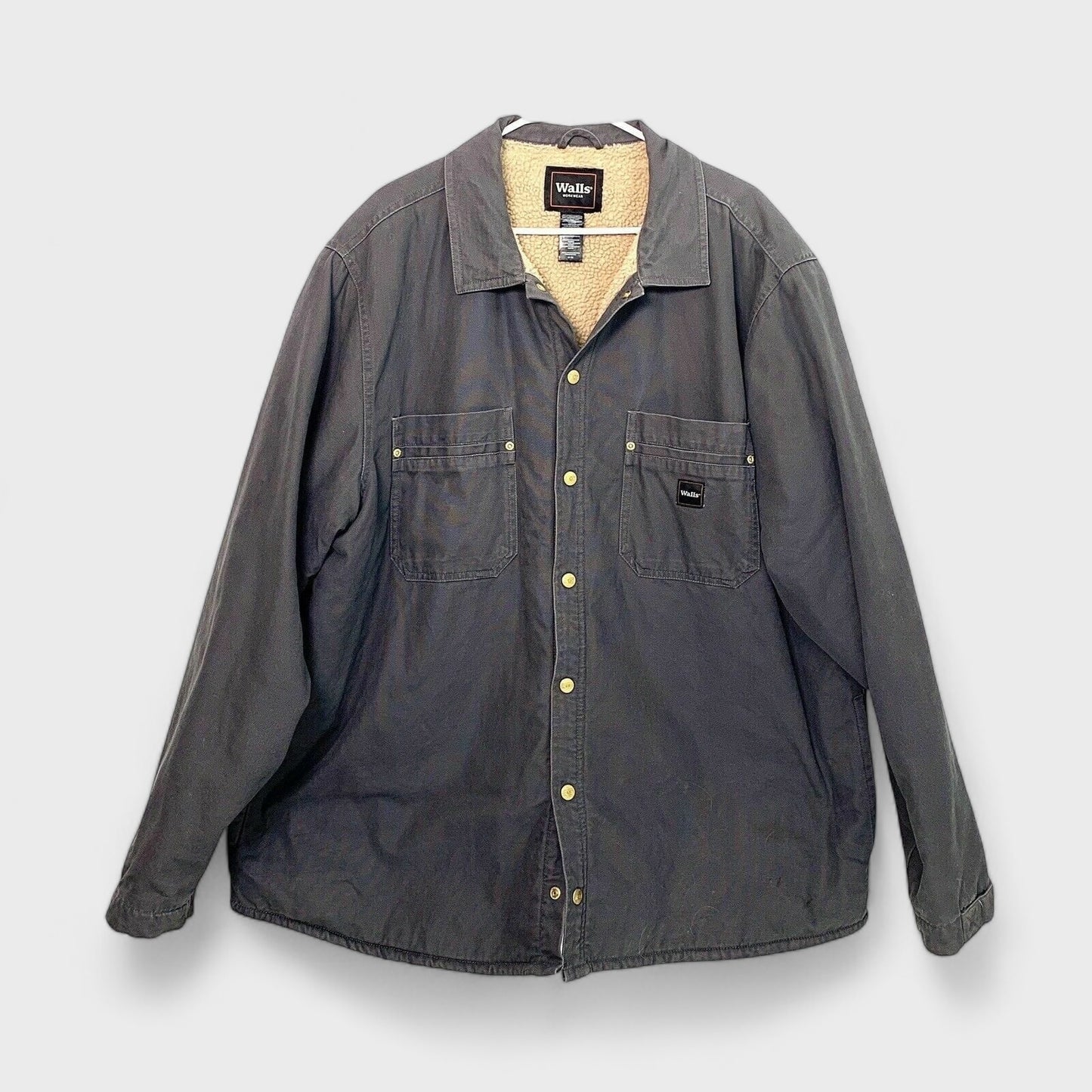 Walls Sherpa Lined Work Shirt Jacket | 2XL | Gray | Snap Closure | GUC