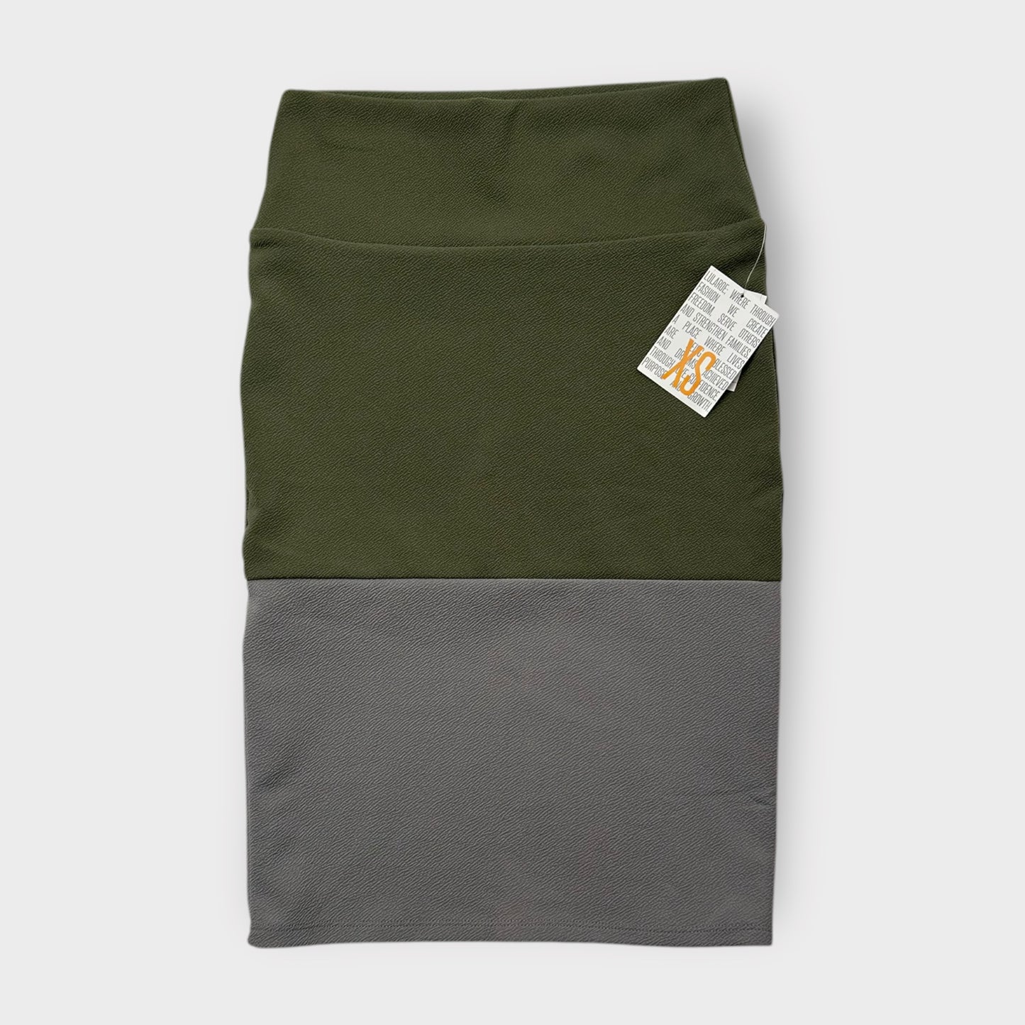 LuLaRoe Cassie Pencil Skirt - Gray/Green Colorblock - Women's XS (0-2) - NWT