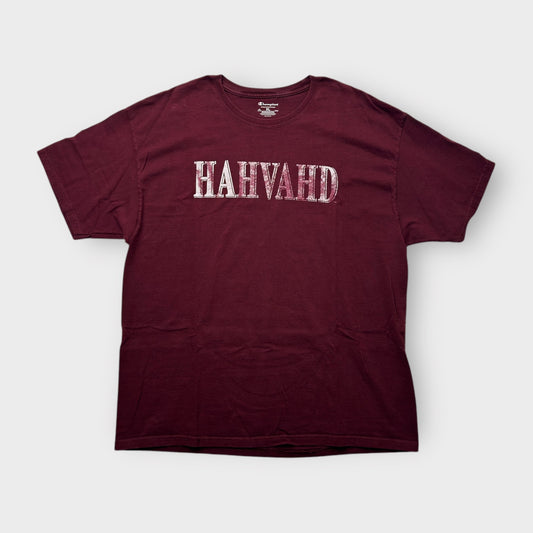 Champion Men's Maroon 'HAHVAHD' T-Shirt - Short Sleeve - Size XL - Pre-Owned