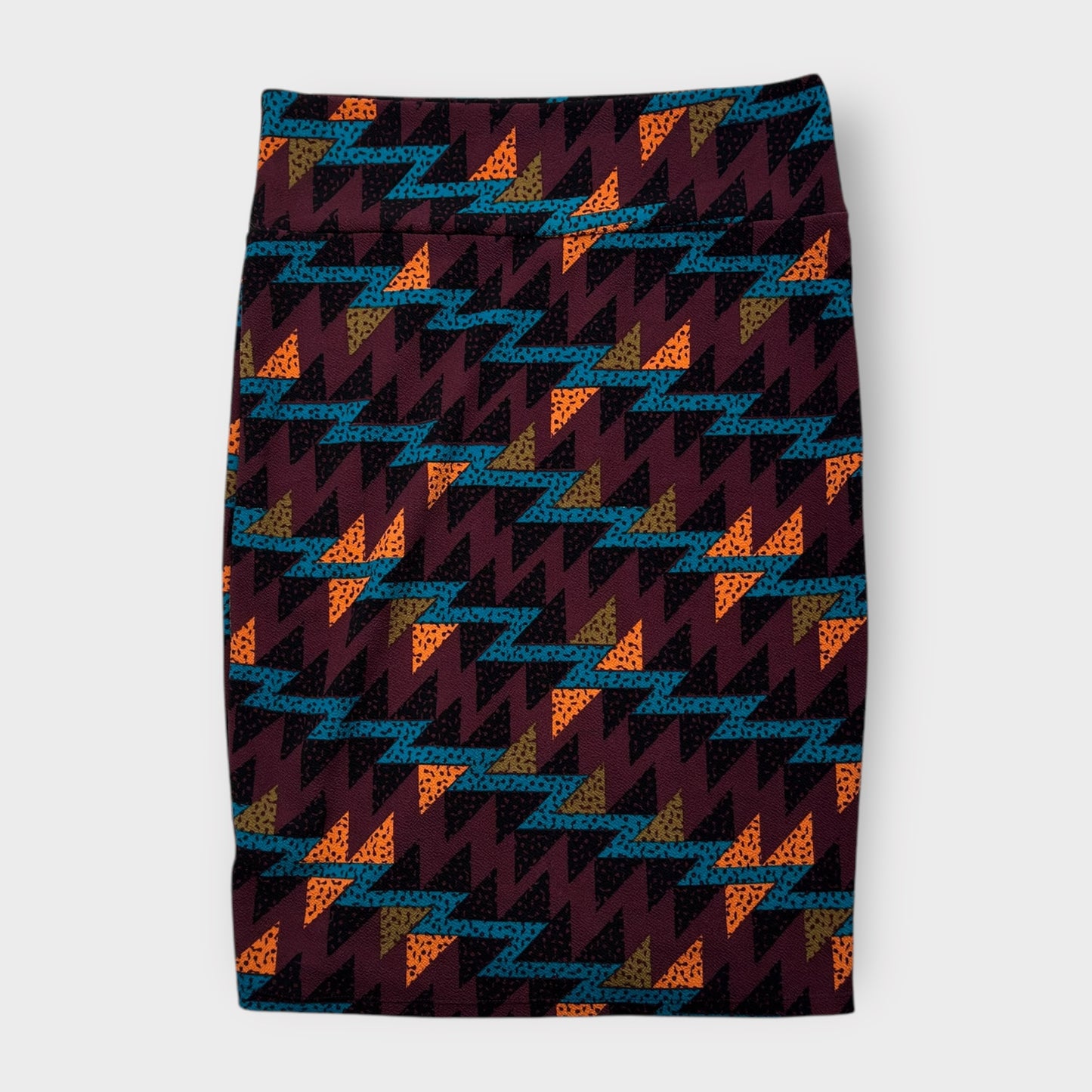 LuLaRoe Cassie Pencil Skirt - Multicolor Geometric Triangle Pattern - Size XL (18-20) - NWT