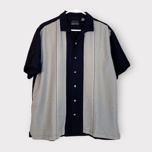 Manhattan Lounge Shirt - S/s Button-Up | Size L | Black/Gray | VGUC