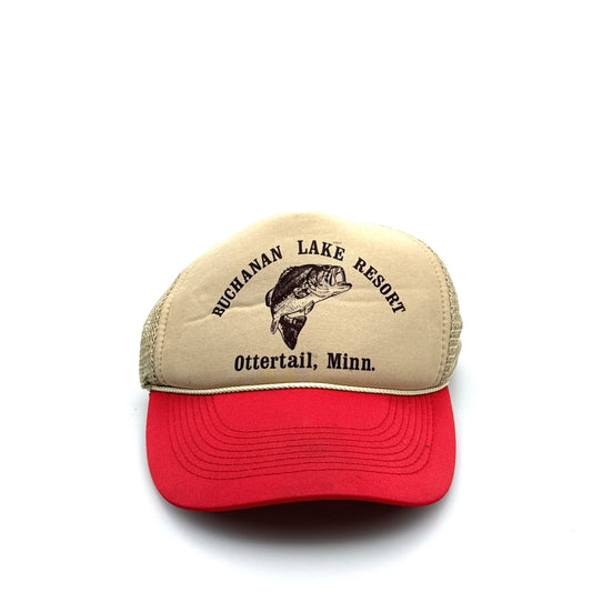 Ottertail, Minn. | Buchanan Lake Resort | Vintage Trucker Hat | Beige/Red | GUC