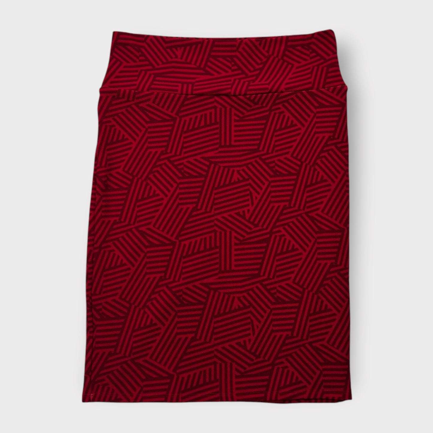 LuLaRoe Cassie Pencil Skirt - Red Thatched Pattern - Size L (12-14) - NWT