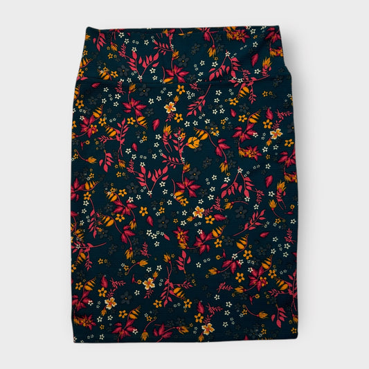 LuLaRoe Cassie Pencil Skirt - Teal Floral Vine - Women's L (12-14) - NWT