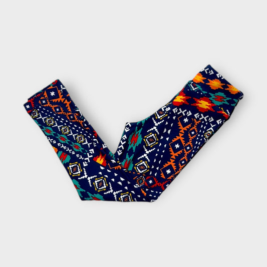 LuLaRoe Kids Stretch Leggings | S/M (2-8) | Multicolor Tribal Print | Cozy Everyday Wear | NWOT