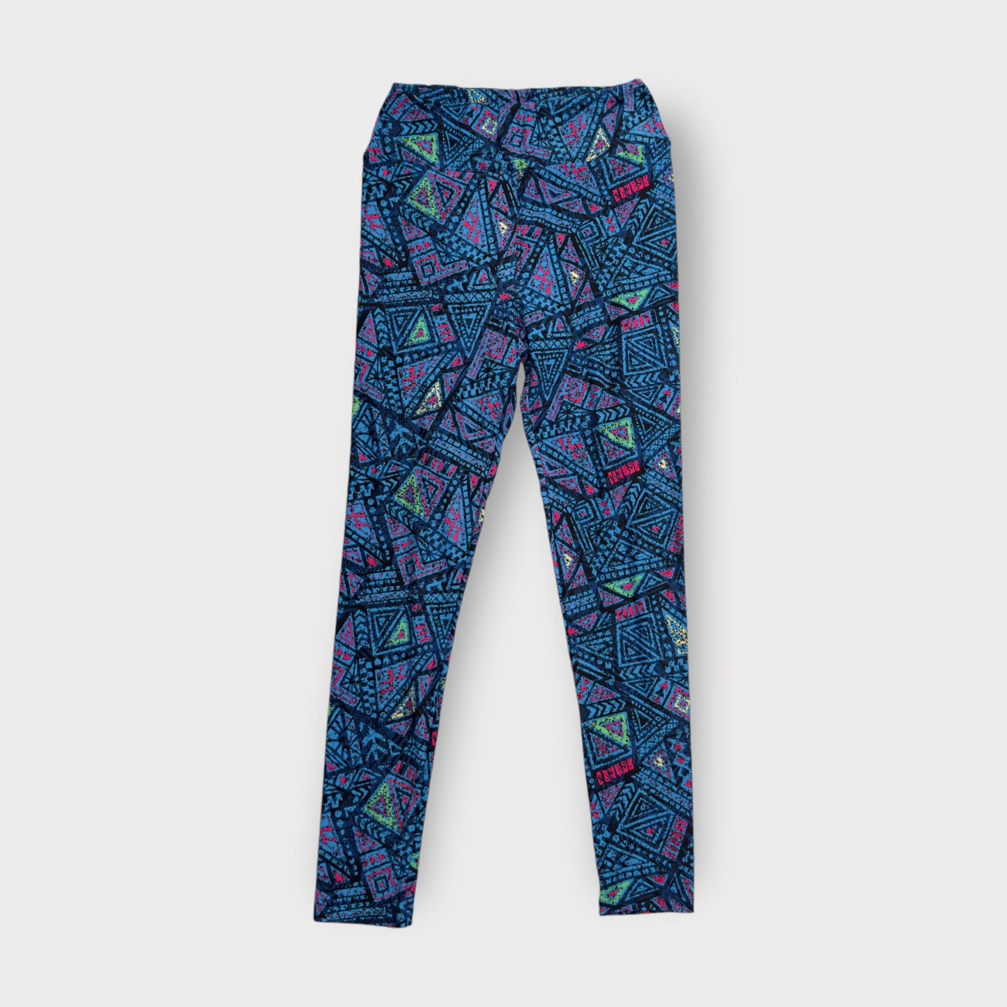 LuLaRoe Womens Leggings | One Size (0-10) | Blue Multicolor Geometric Print | Soft Stretch Knit