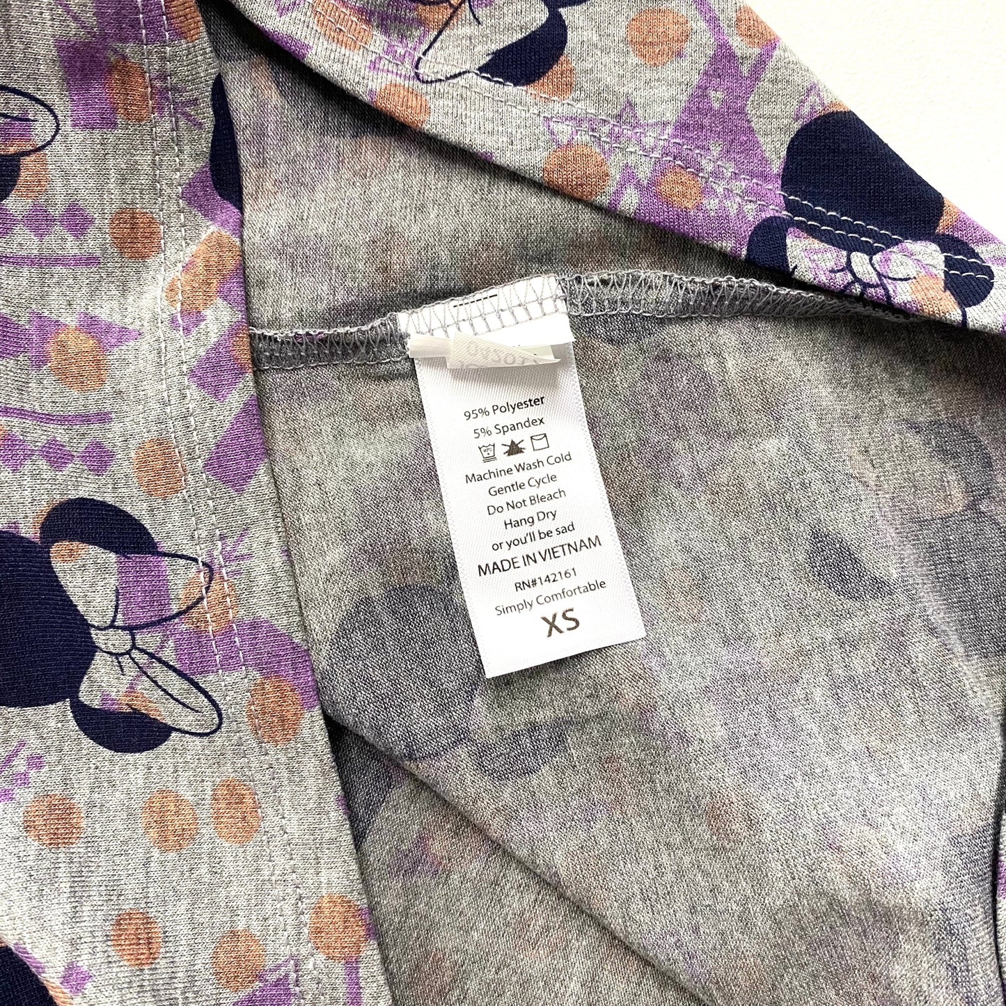 LuLaRoe Womens XS Irma ’Minnie Mouse’ Gray/Purple Southwestern S/s Tunic Top NWT