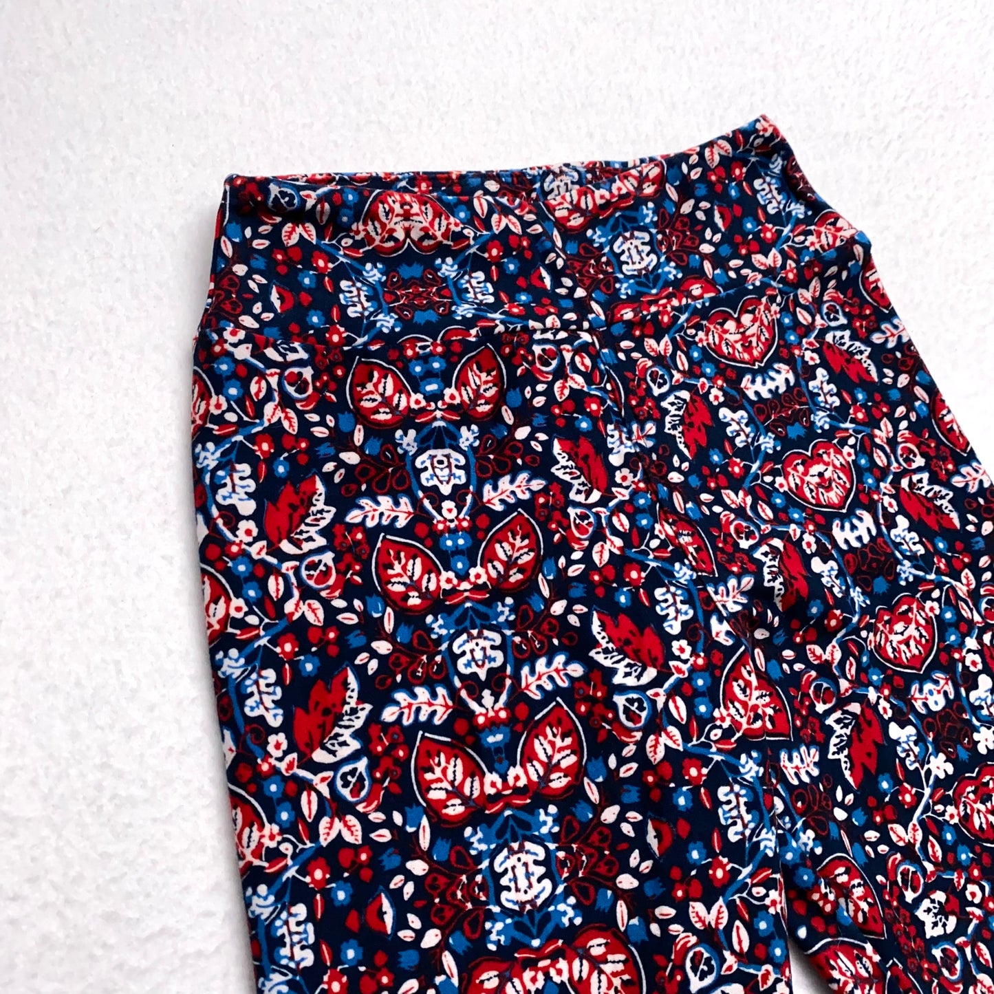 LuLaRoe Juniors Leggings | Tween (00-0) | Red/Blue/White Floral Print | New