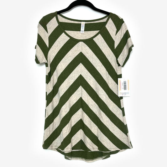 LuLaRoe Vault | Classic T | Color: Green/oatmeal | Size: XS (2-4) | Chevron | NWT