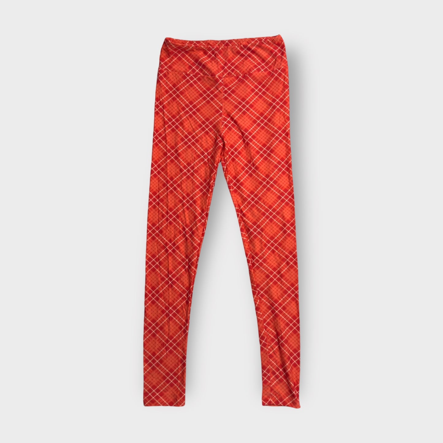 LuLaRoe Leggings | OS (2-10) | Orange/White Plaid | Buttery Soft | New