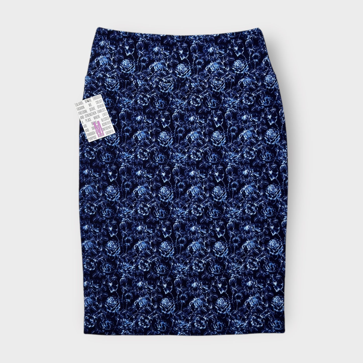 LuLaRoe Cassie Pencil Skirt - Blue Floral Toile - Women's M (8-10) - NWT