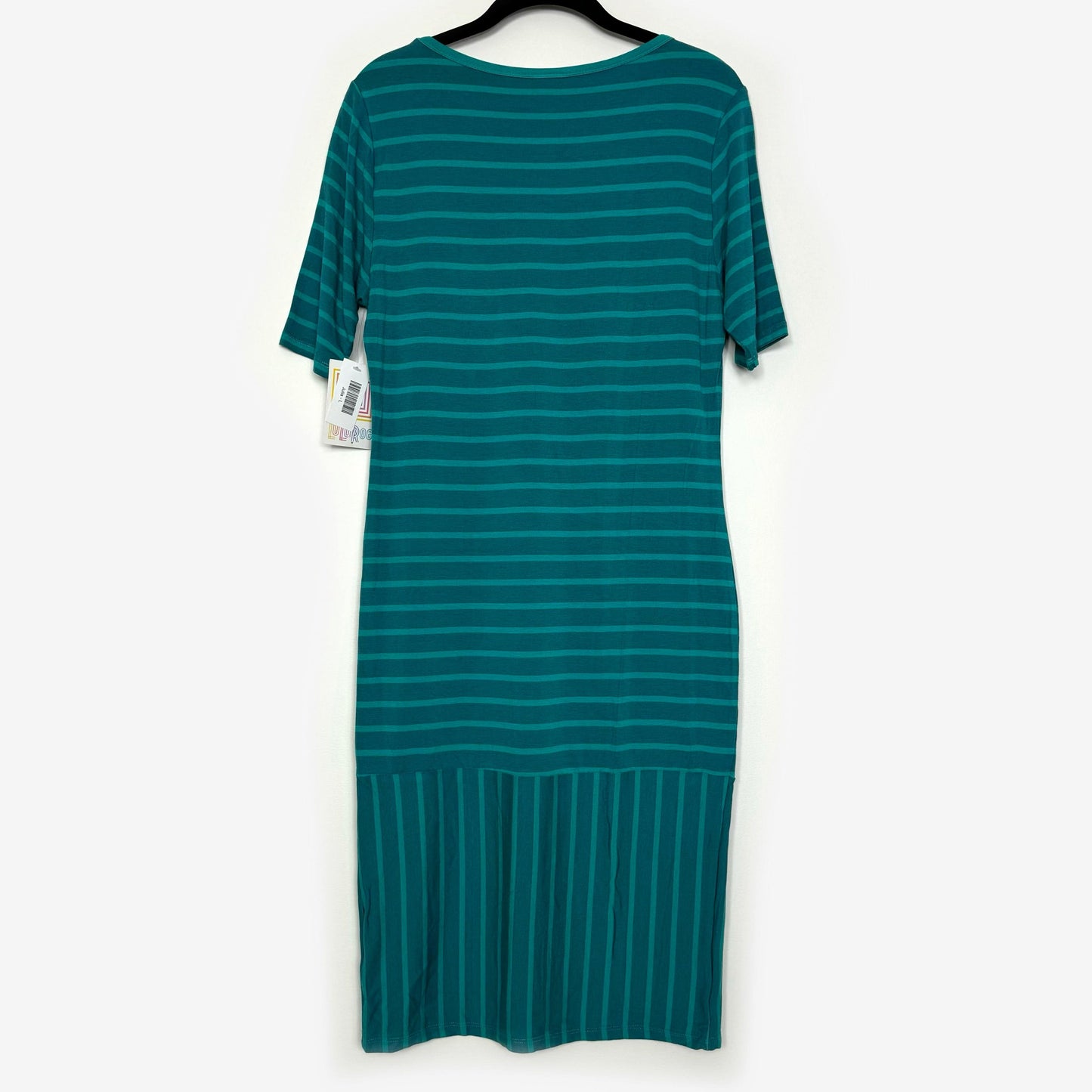 LuLaRoe Julia Bodycon Dress | L (12-14) | Green/Green | Striped | NWT