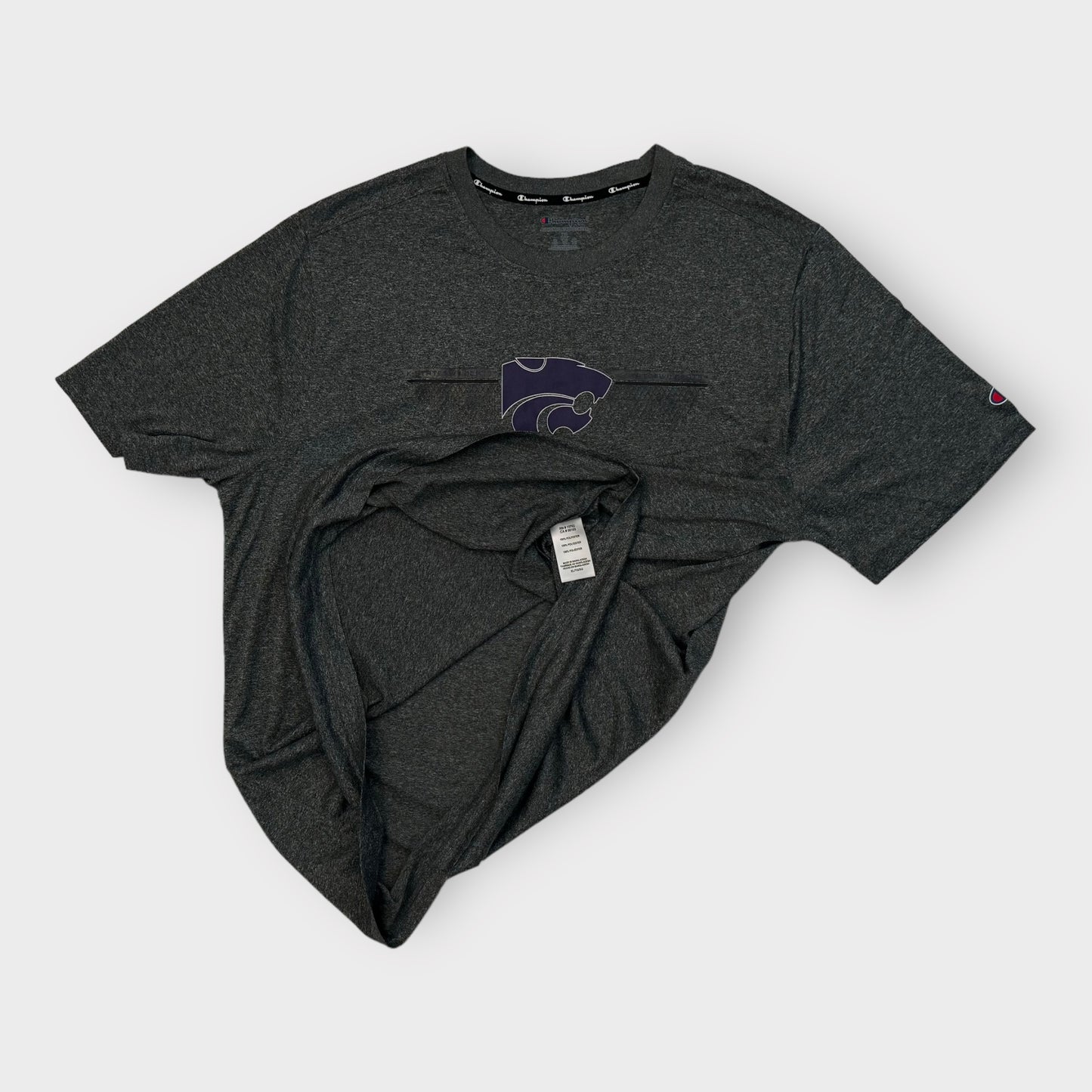 KANSAS STATE WILDCATS S/s Poly T- Shirt | XL | Gray Heathered | Champion | NWT