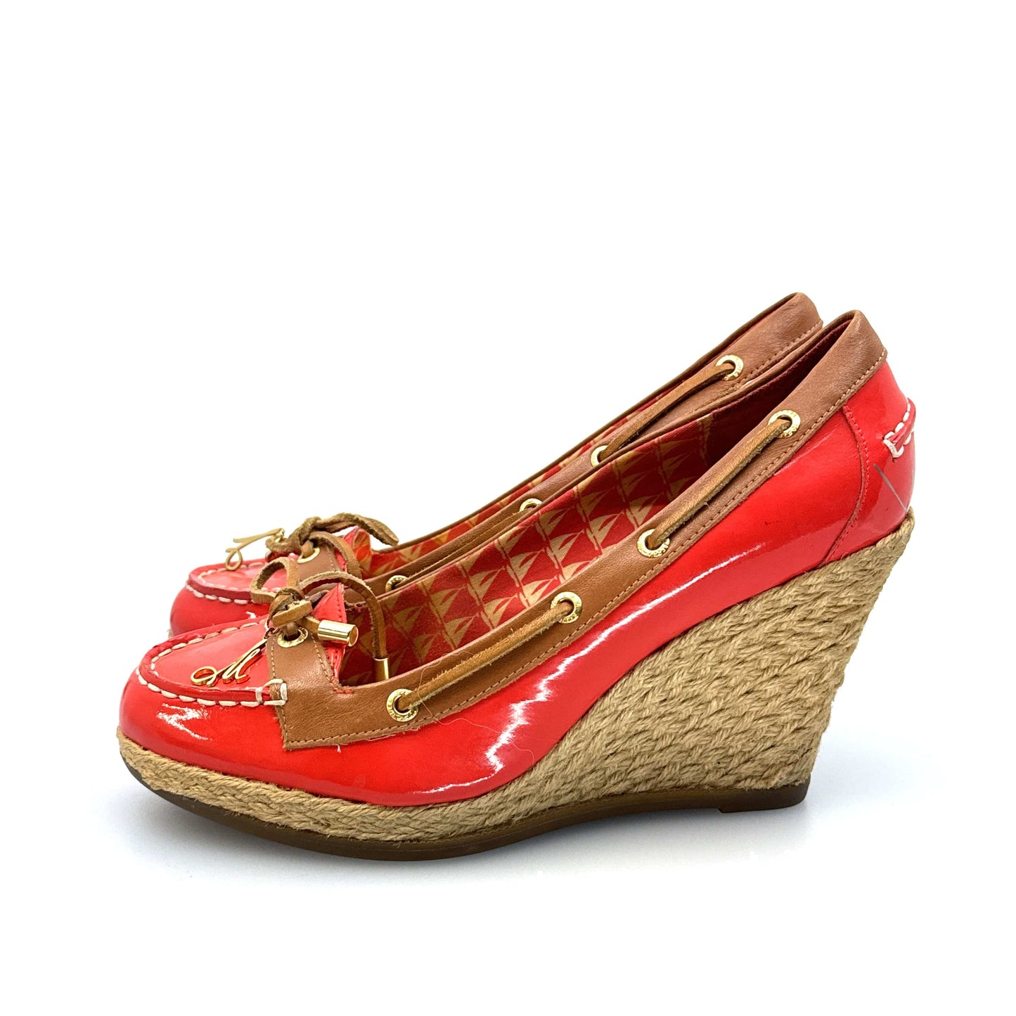 Milly for Sperry Top-Sider Size 7.5M Espadrille Coral Patent Leather Boat Shoes