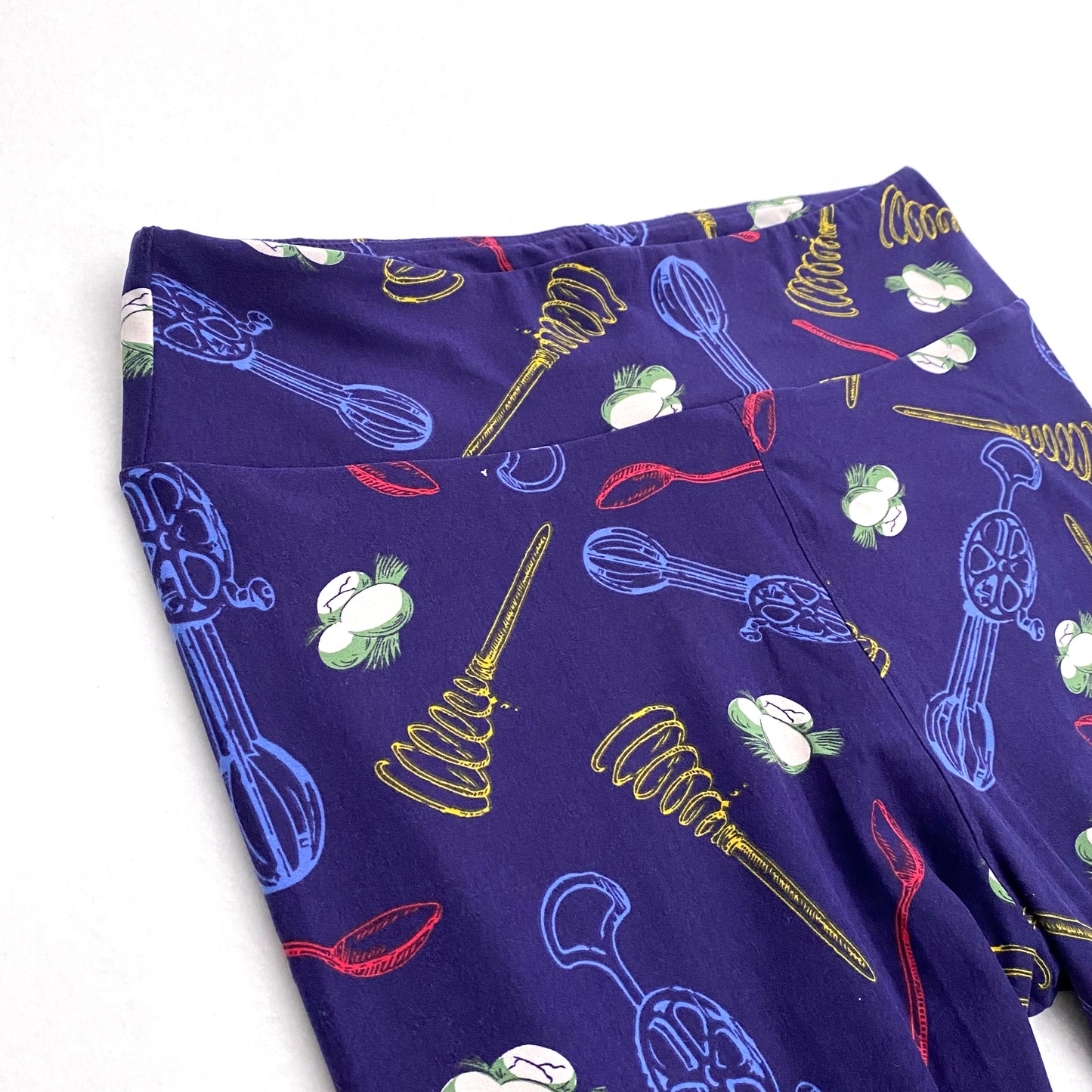 LuLaRoe Leggings | TC (12-18) | Purple/Multicolor Eggs & Kitchen Tools | New