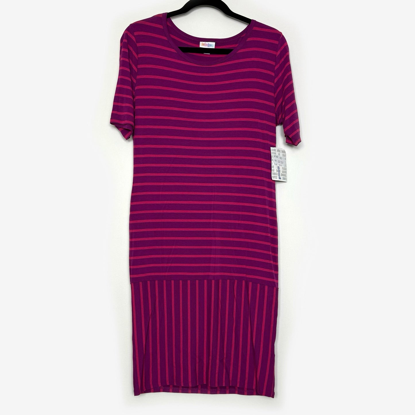 LuLaRoe Julia Bodycon Dress | L (12-14) | Purple/Purple | Striped | NWT