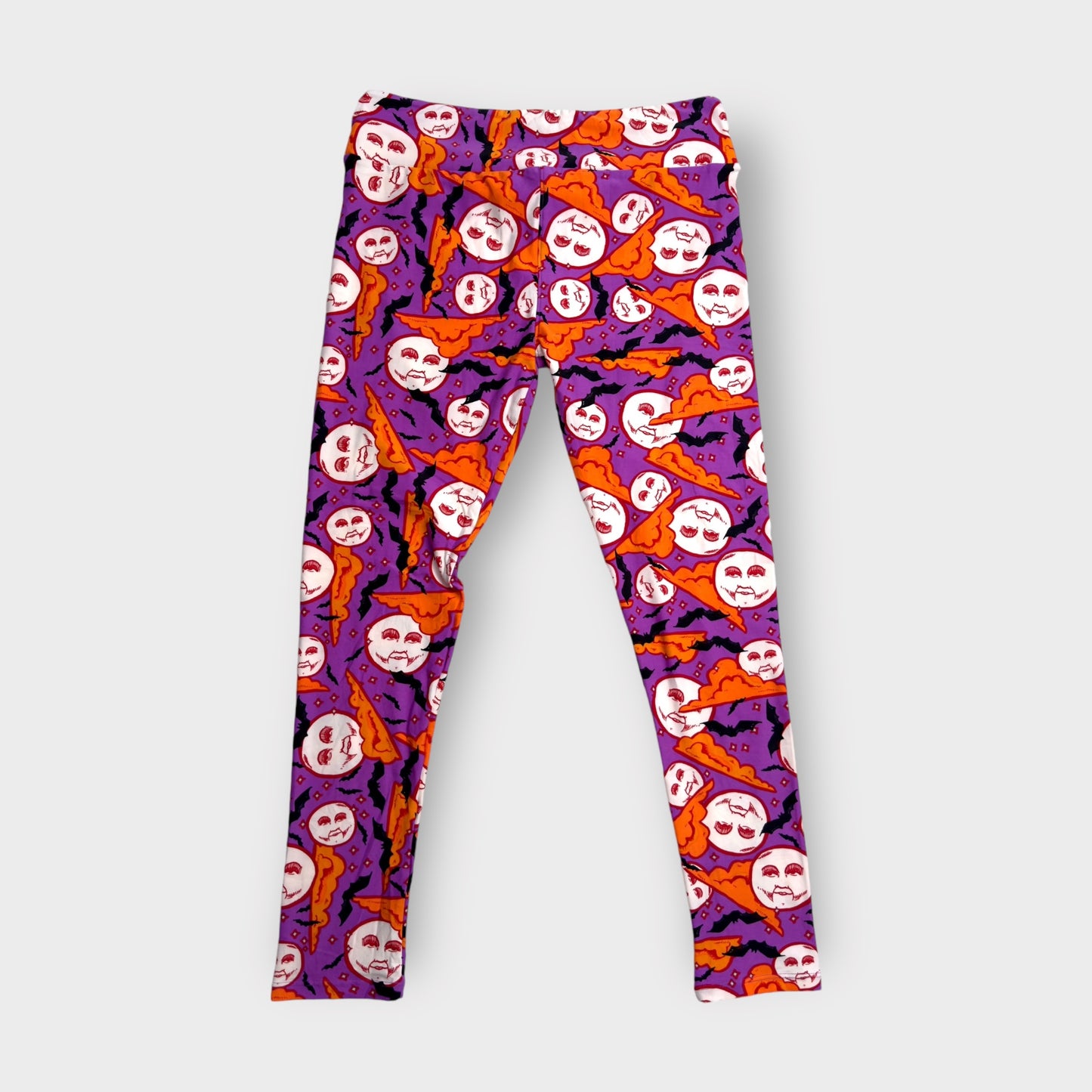 LuLaRoe Halloween Leggings | TC (12-18) | Purple w/Moons & Bats Pattern | New