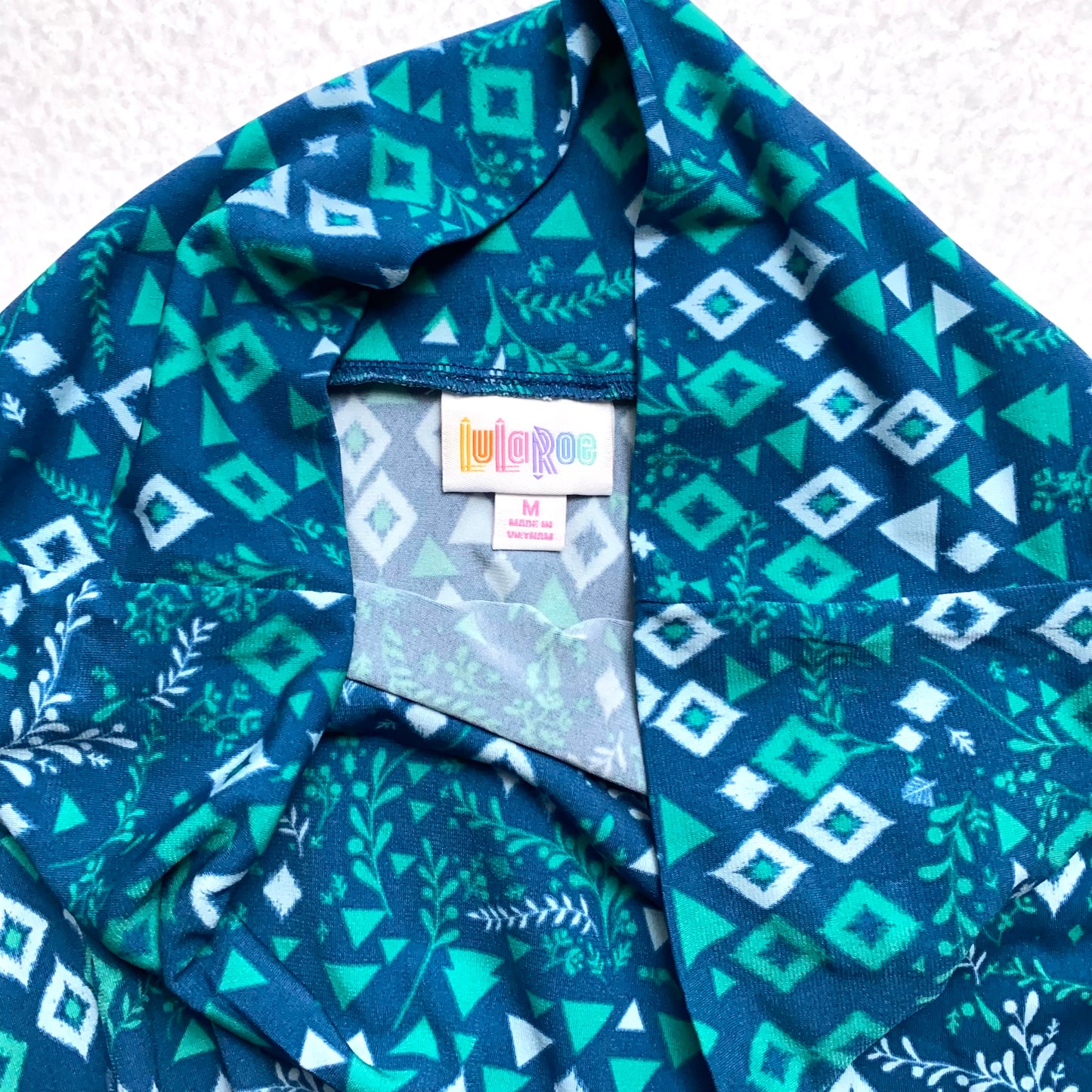 LuLaRoe Womens Azure Skirt | M | Green Stylized Floral Abstract Print | Soft Jersey Knit | NWT