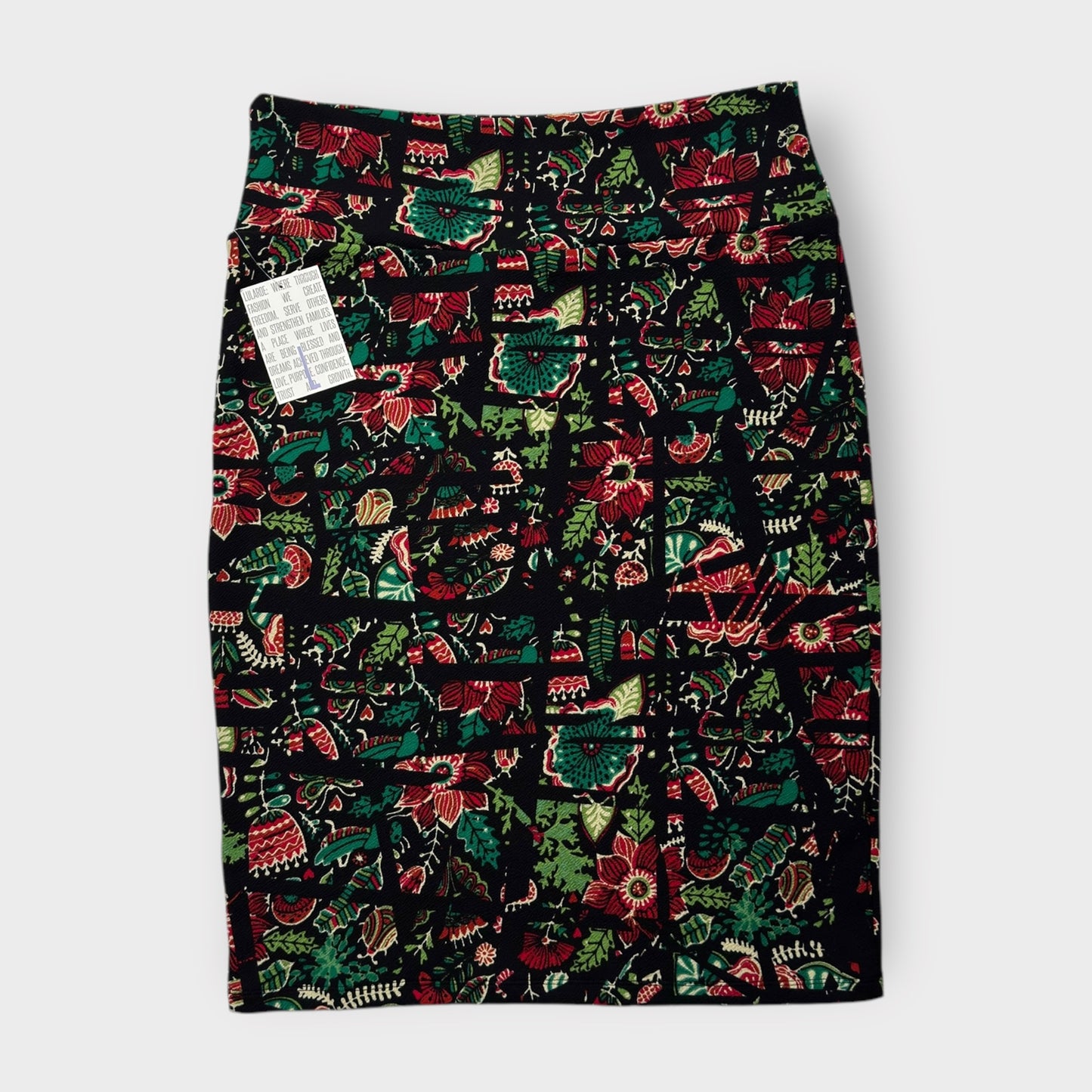 LuLaRoe Cassie Pencil Skirt - Black Multicolor Floral - Women's L (12-14) - NWT