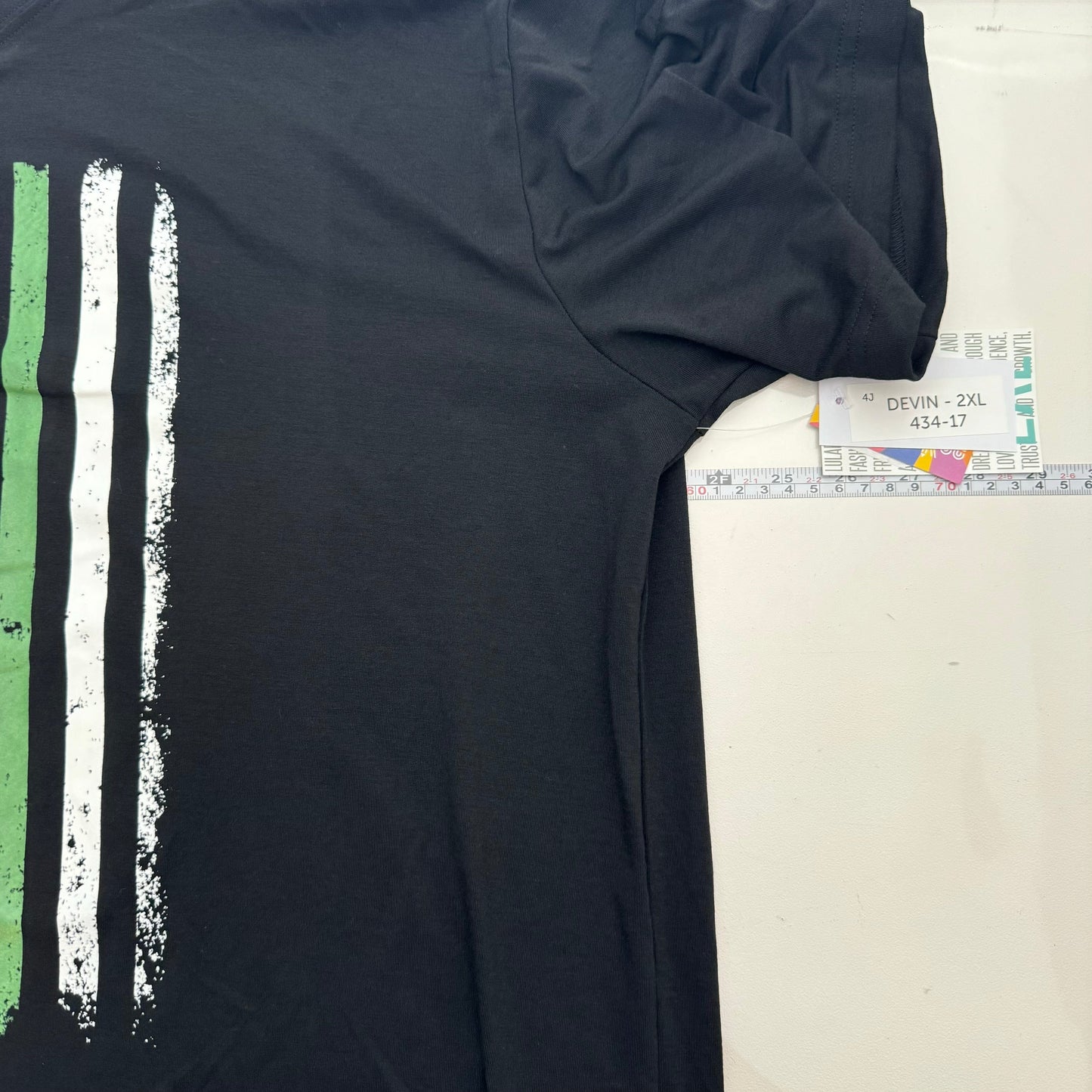 LuLaRoe Vault | Devin V-Neck Top | Size: 2XL | Color: Black | Thin Green Line | NWT