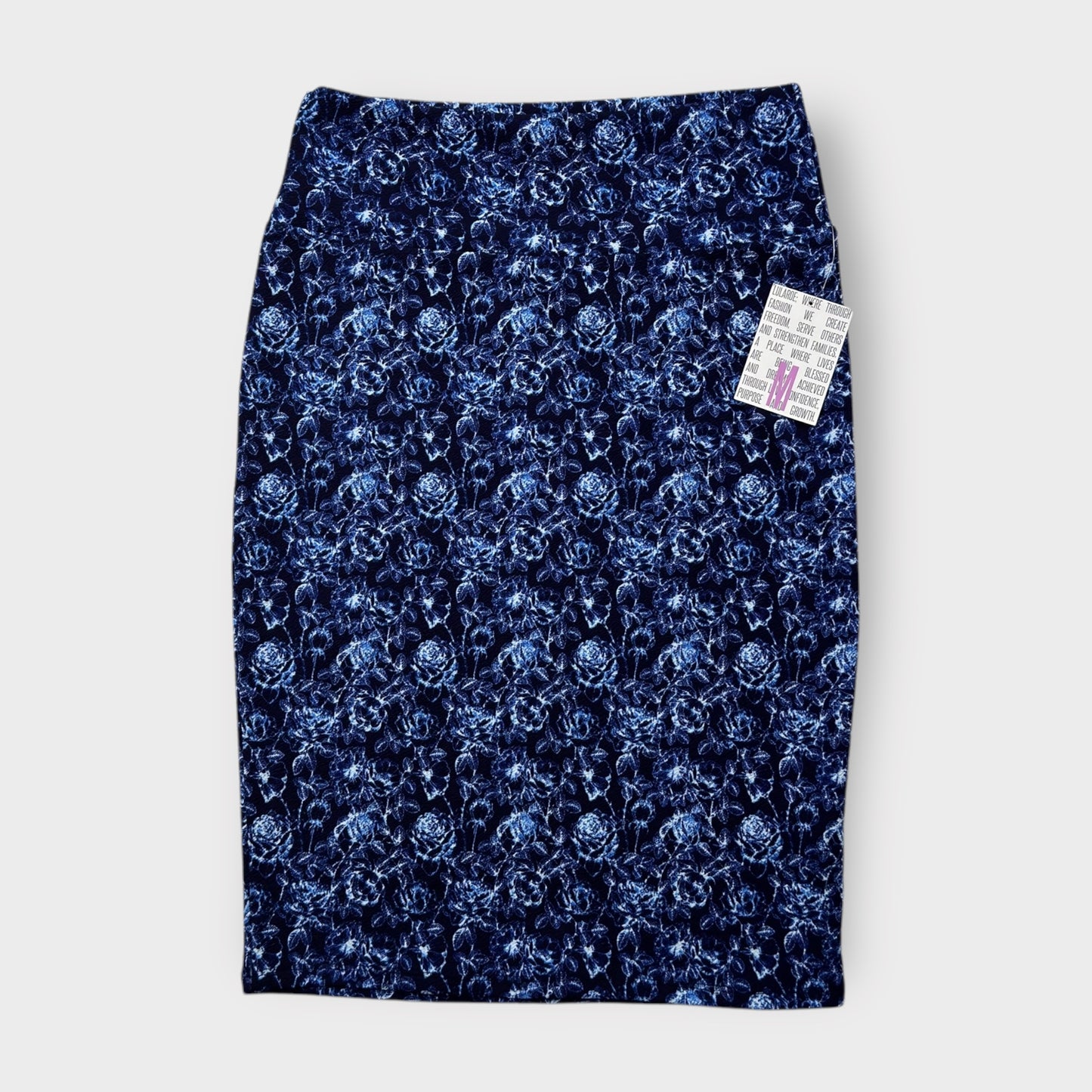 LuLaRoe Cassie Pencil Skirt - Blue Floral Toile - Women's M (8-10) - NWT