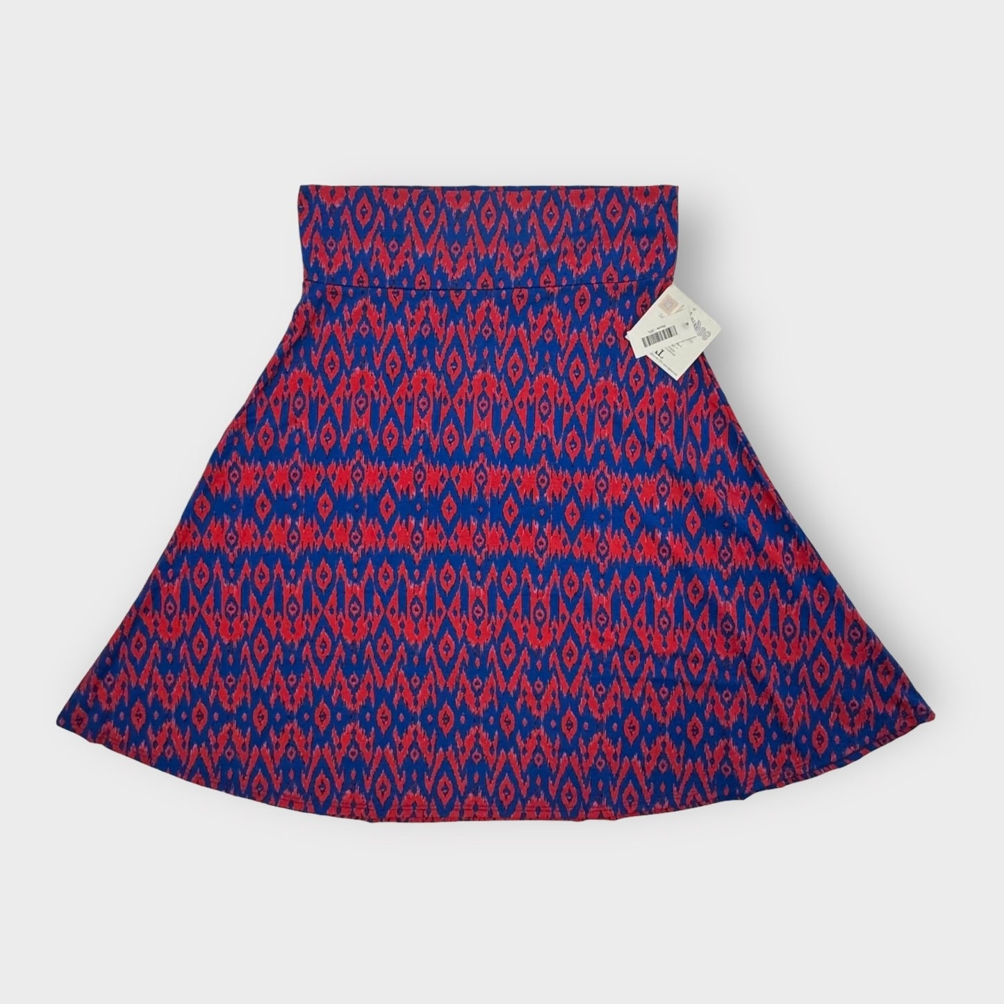 LuLaRoe Azure Skirt | 2XL (18-20) | Red/Blue Ikat | A-Line | NWT