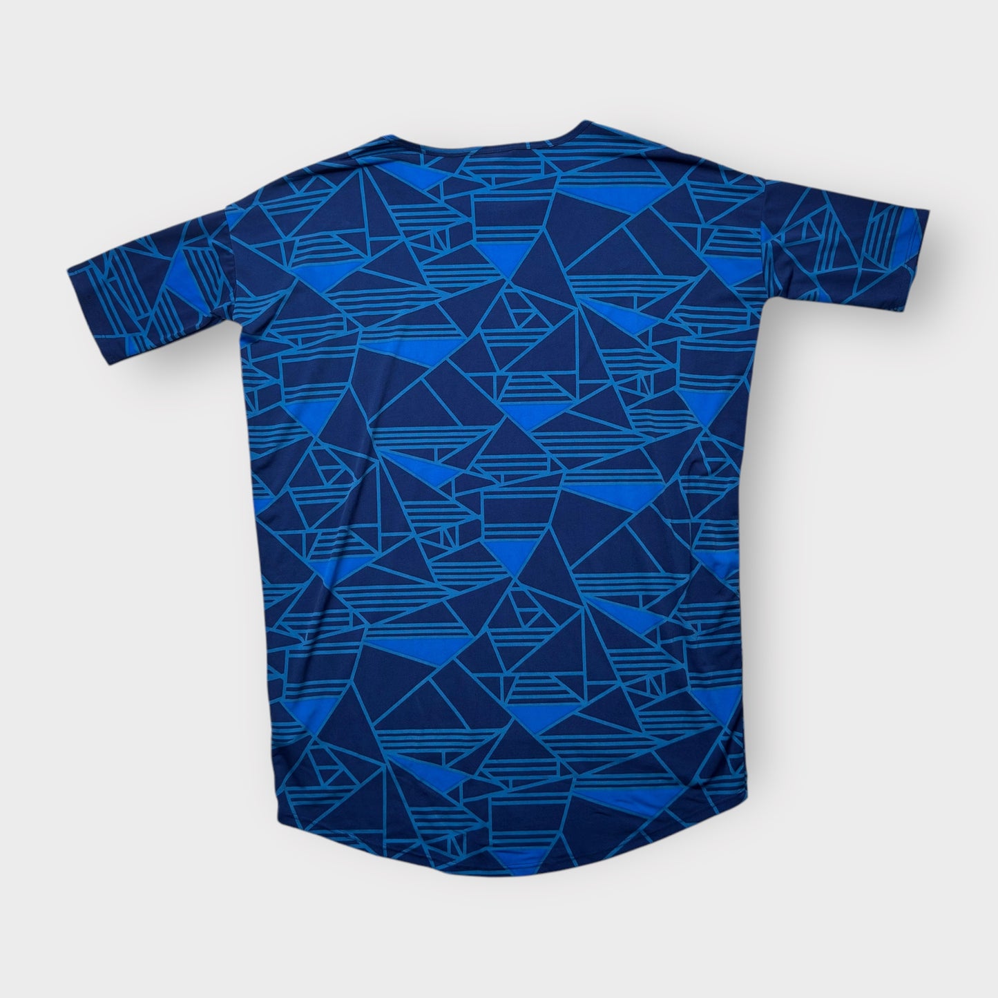 LuLaRoe Irma Tunic Top - Abstract Geometric Print - Women's XS (0-2) - High-Low Hem - Blue Stretch