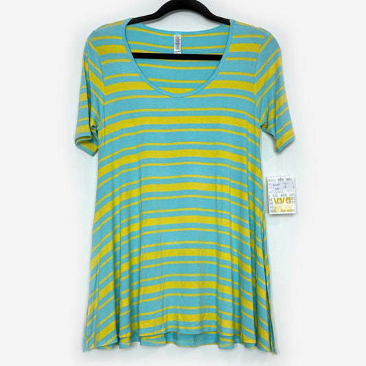 LuLaRoe Vault | Perfect T Swing Top | Size: XXS (0-6) | Color: Pistachio/Yellow | Striped | NWT