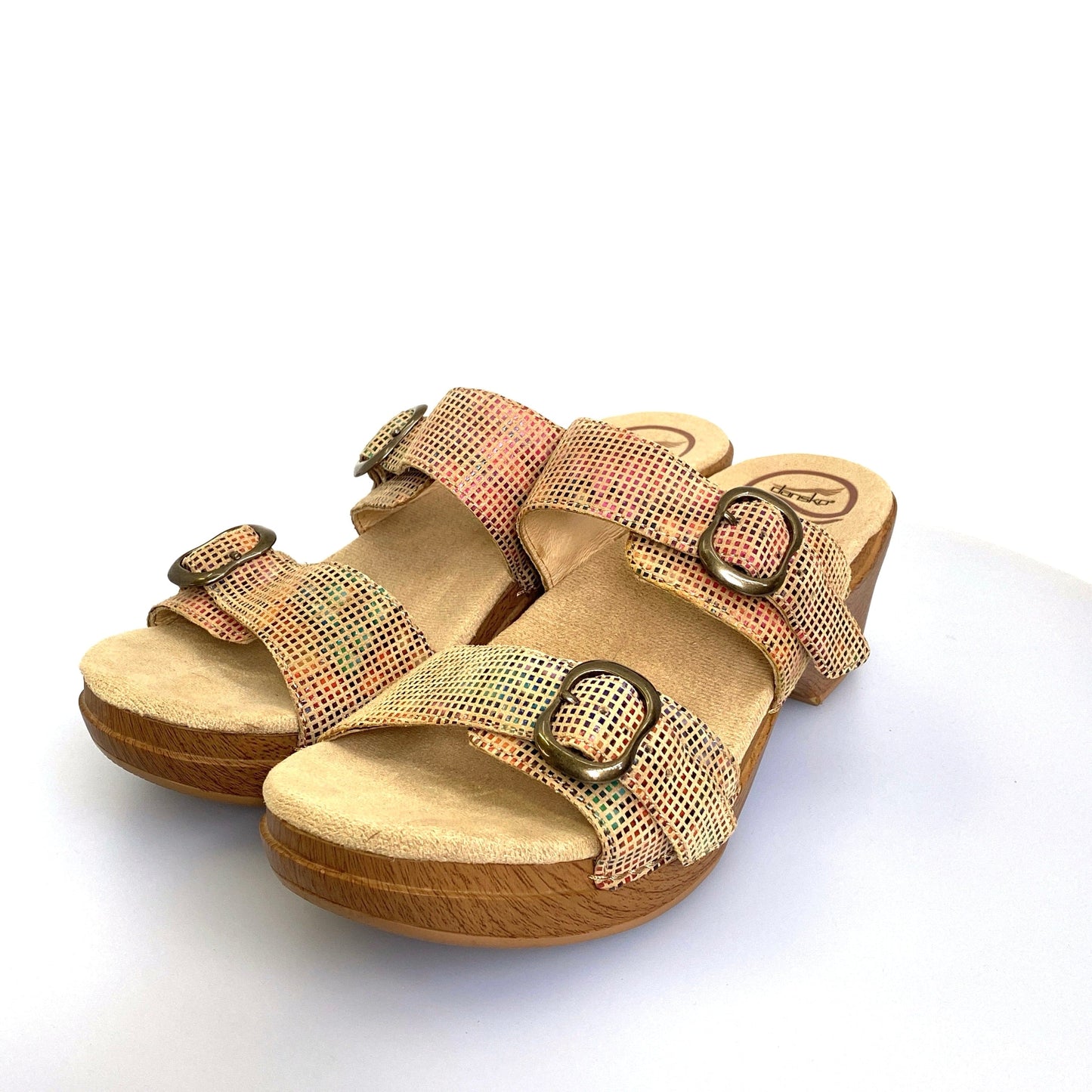 Sophie Sand Stained Glass Slide Sandal by Dansko, Size 41 Leather Pre-Owned