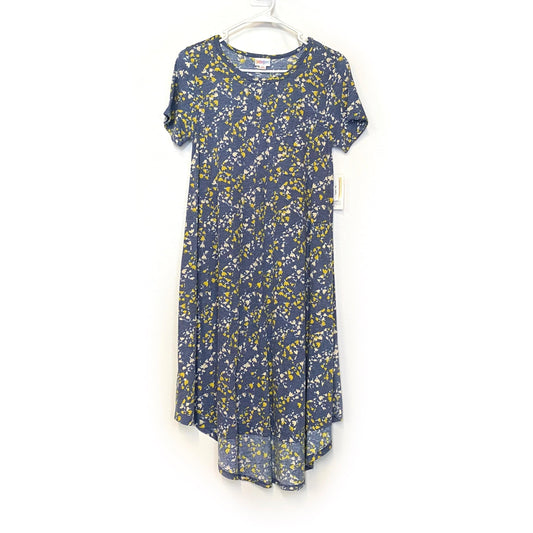 LuLaRoe Womens XS Blue/Yellow/White Ditsy Floral 'Carly' S/s Swing Dress NWT