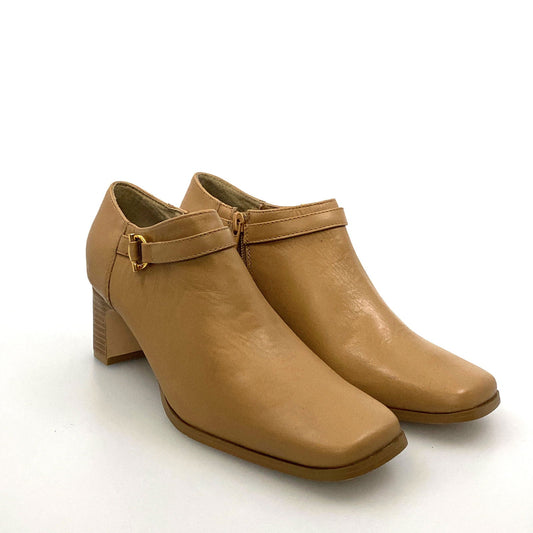 AJ Valenci Womens Size 6M Beige Leather Booties Boots Shoes Side Zipper -  | Buy at Parsimony Shoppes
