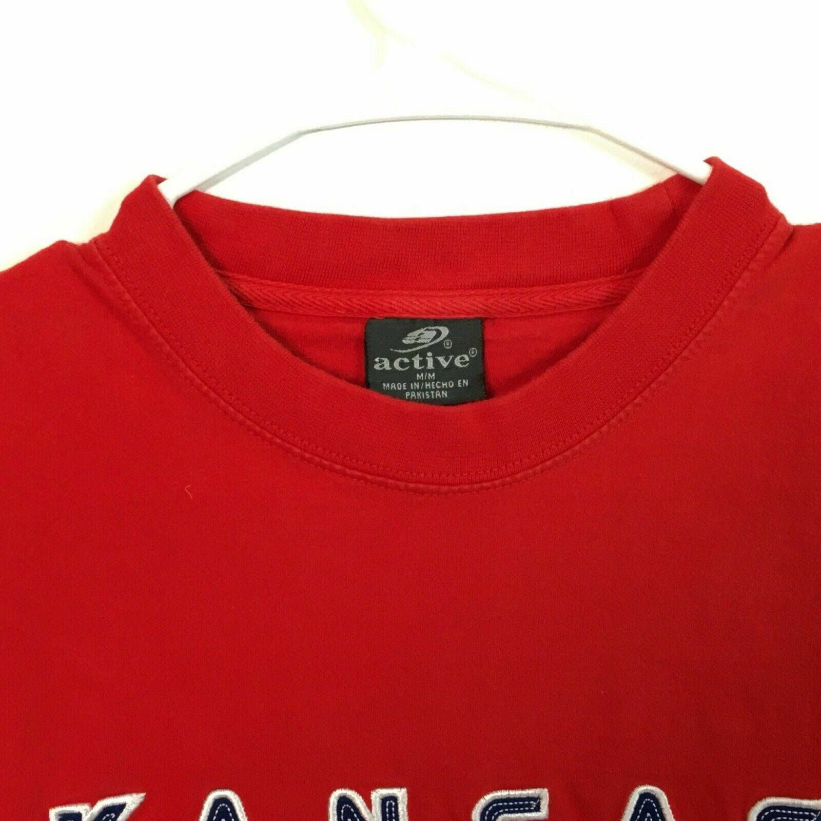 Active Mens Size M Red w/ Blue Kansas KU Jayhawks T-Shirt S/s -  | Buy at Parsimony Shoppes