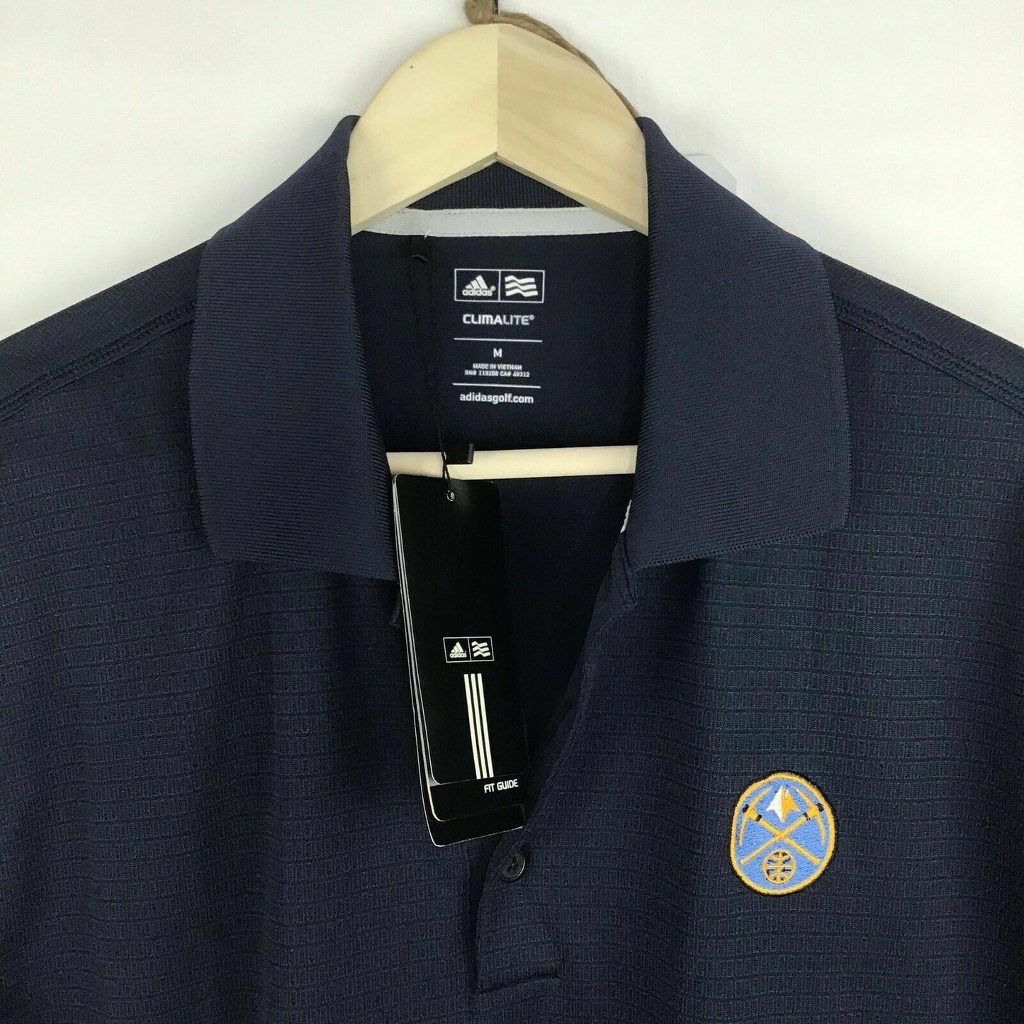 Adidas Climalite Mens Size M Polo Golf Logo Basketball Denver Nuggets Collar Short Sleeve Polyester -  | Buy at Parsimony Shoppes