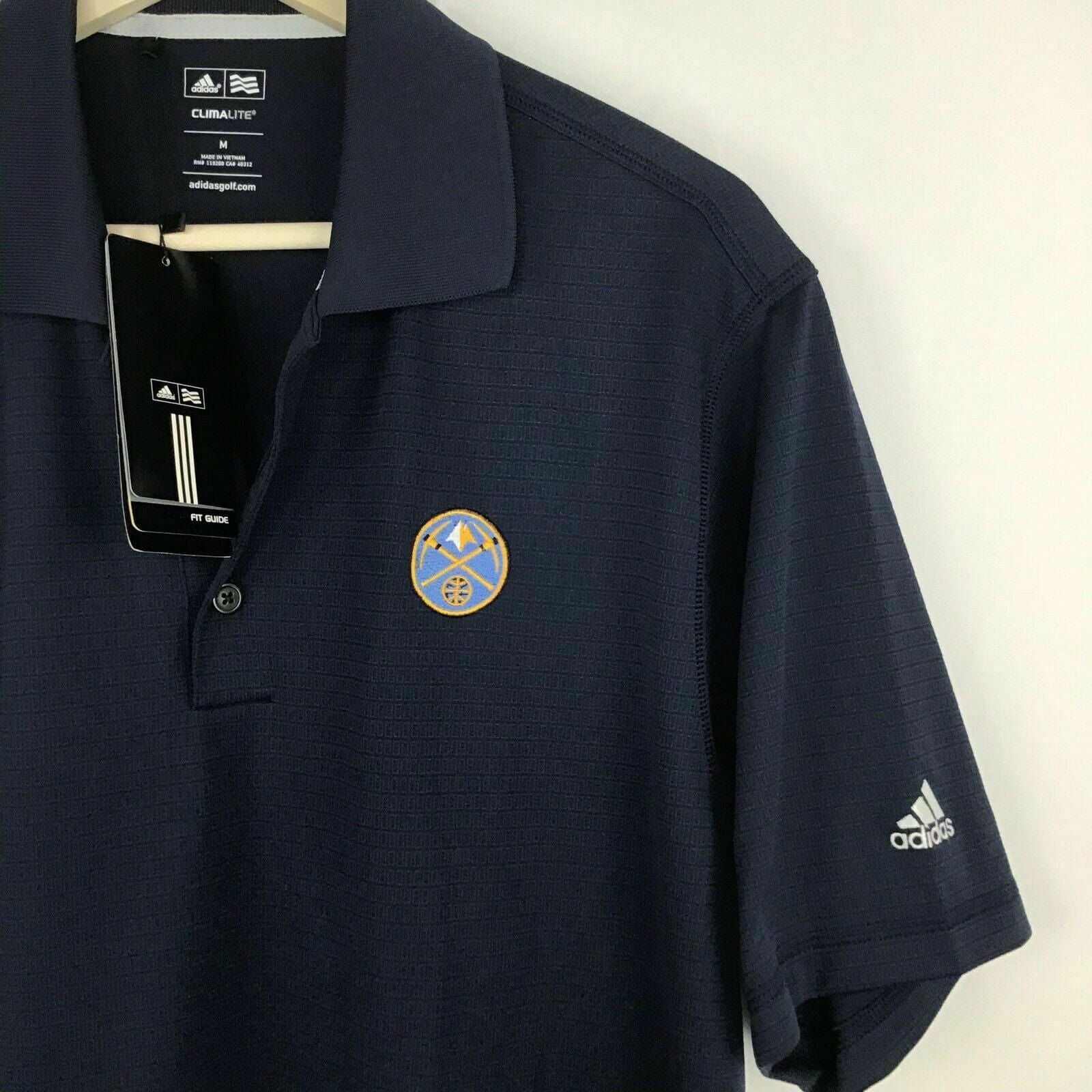 Adidas Climalite Mens Size M Polo Golf Logo Basketball Denver Nuggets Collar Short Sleeve Polyester -  | Buy at Parsimony Shoppes