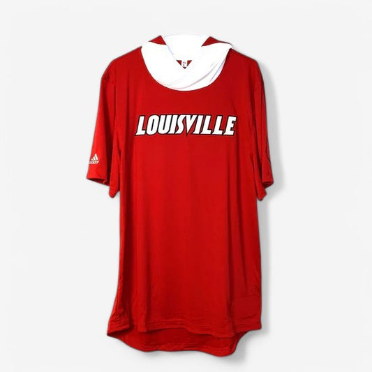 Adidas Men's Size L Red University of Louisville Basketball Hooded T-Shirt