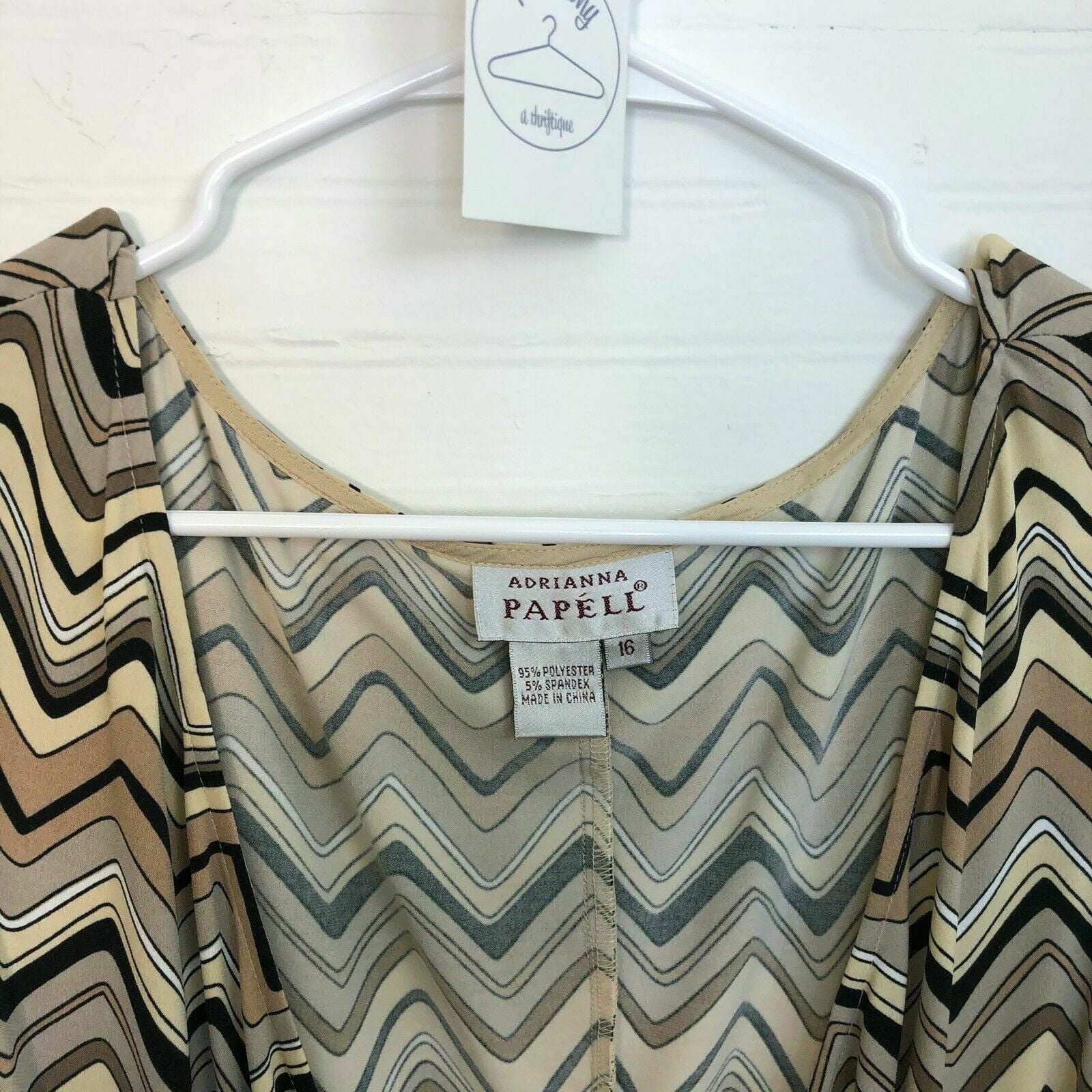 Adriana Papell Womens Size 16 Brown Wrap Dress Black Tie Chevron -  | Buy at Parsimony Shoppes