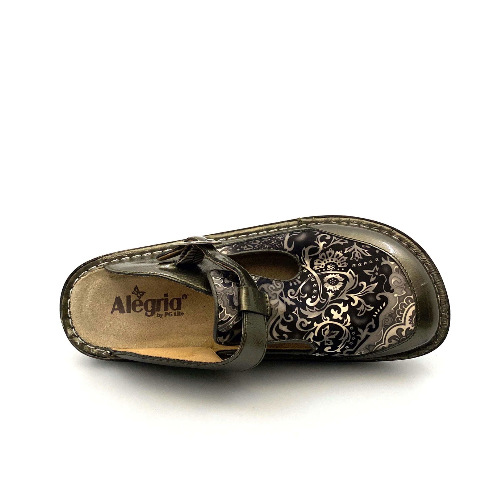 Alegria Womens Size 9 Gunmetal Gray Paisley Open-Back Clog -  | Buy at Parsimony Shoppes