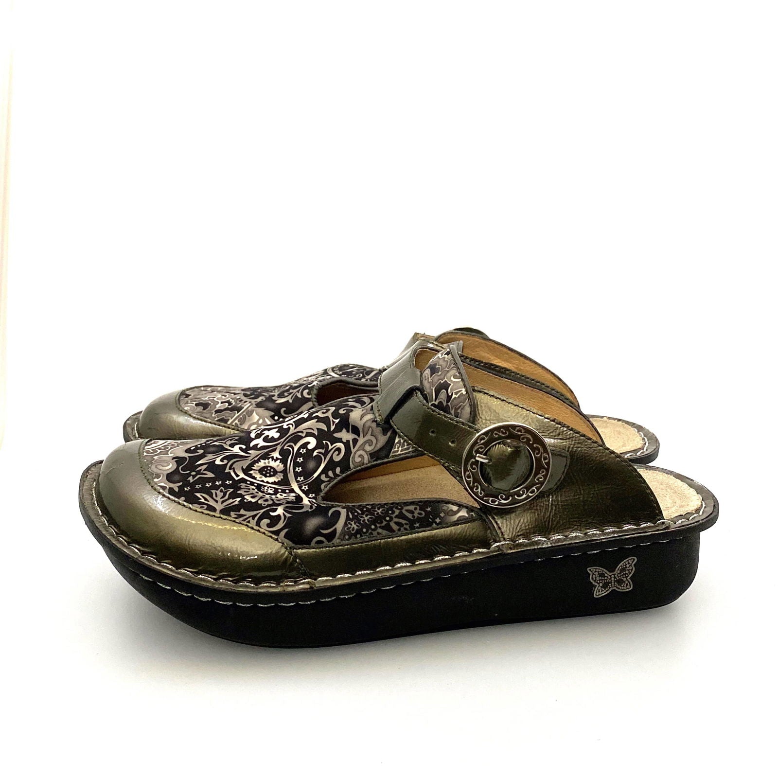 Alegria Womens Size 9 Gunmetal Gray Paisley Open-Back Clog -  | Buy at Parsimony Shoppes