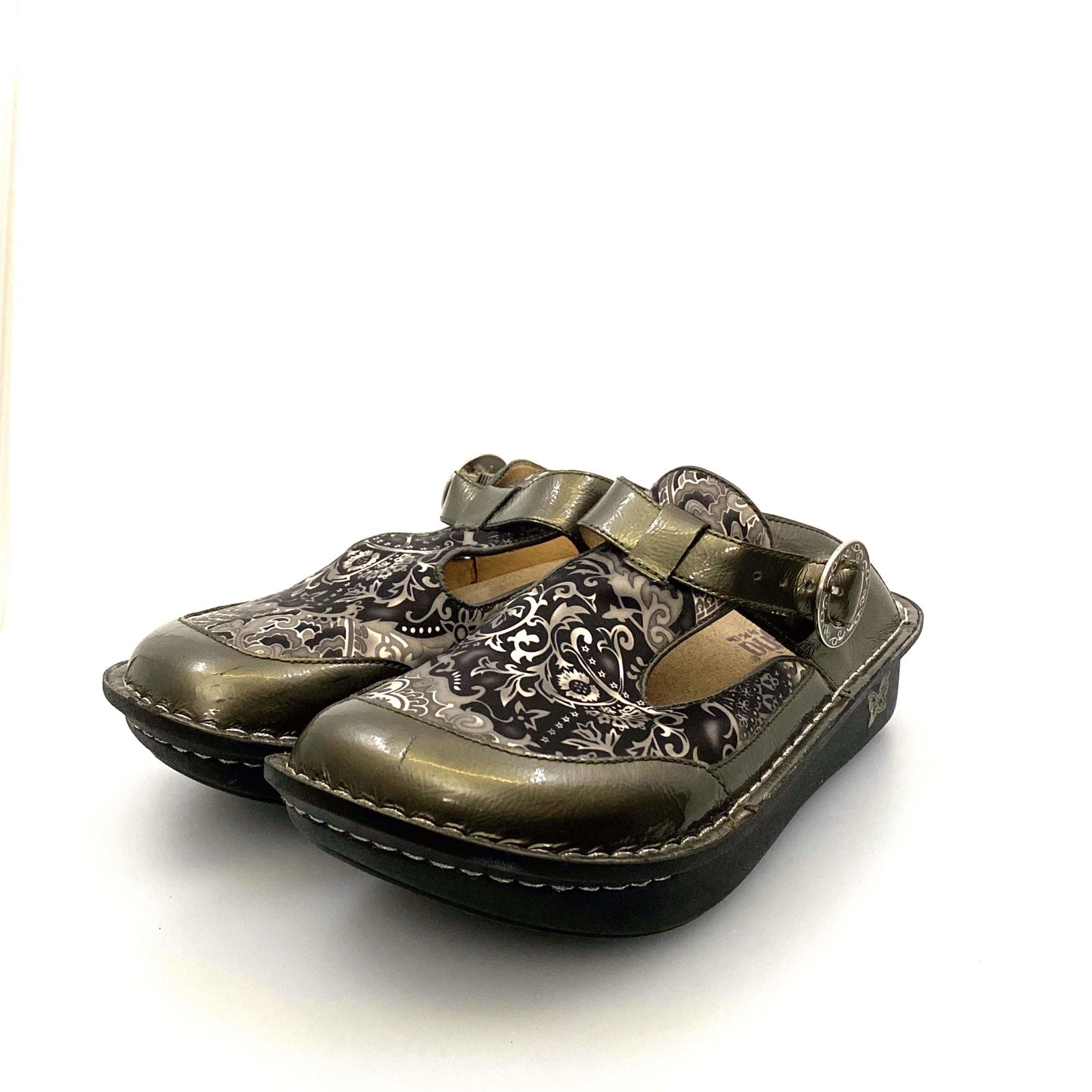 Alegria Womens Size 9 Gunmetal Gray Paisley Open-Back Clog -  | Buy at Parsimony Shoppes