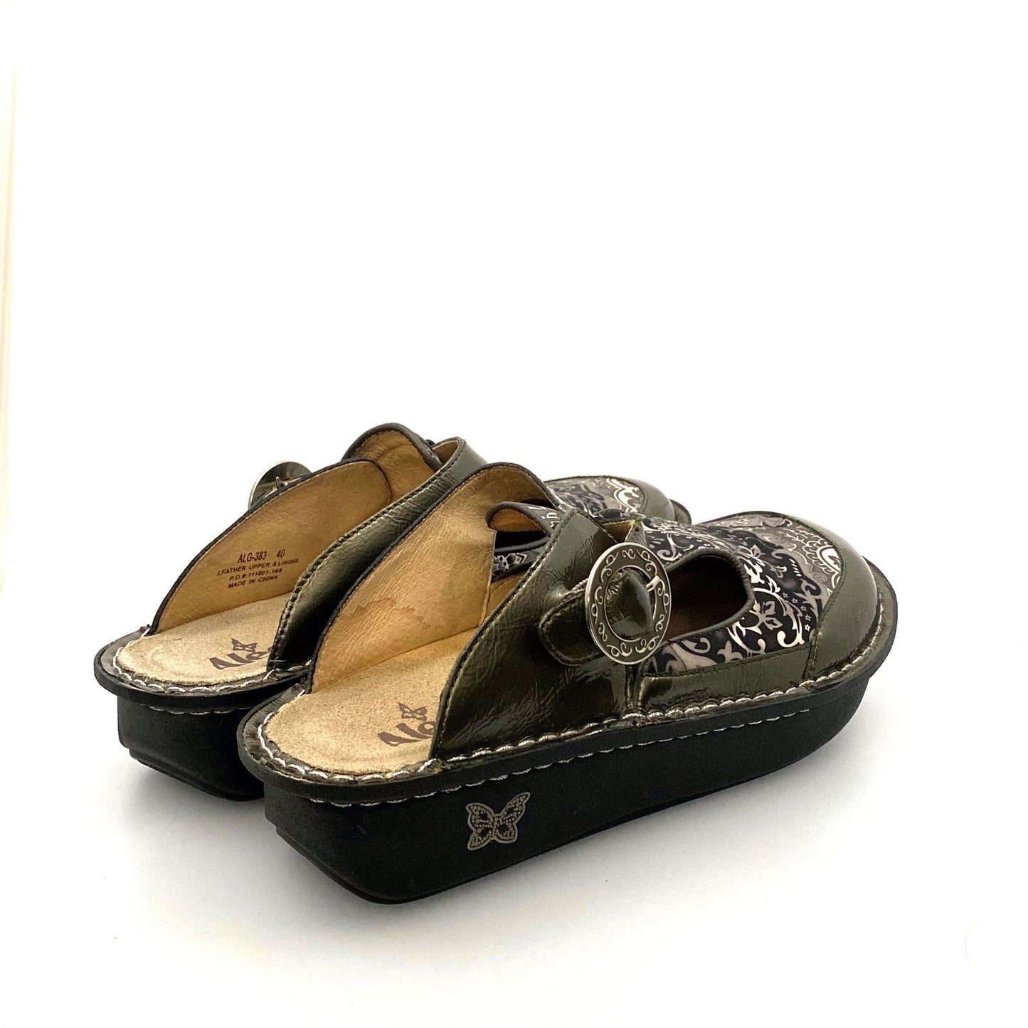 Alegria Womens Size 9 Gunmetal Gray Paisley Open-Back Clog -  | Buy at Parsimony Shoppes