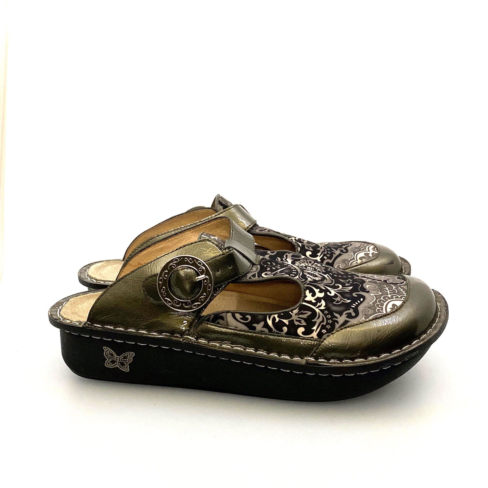Alegria Womens Size 9 Gunmetal Gray Paisley Open-Back Clog -  | Buy at Parsimony Shoppes