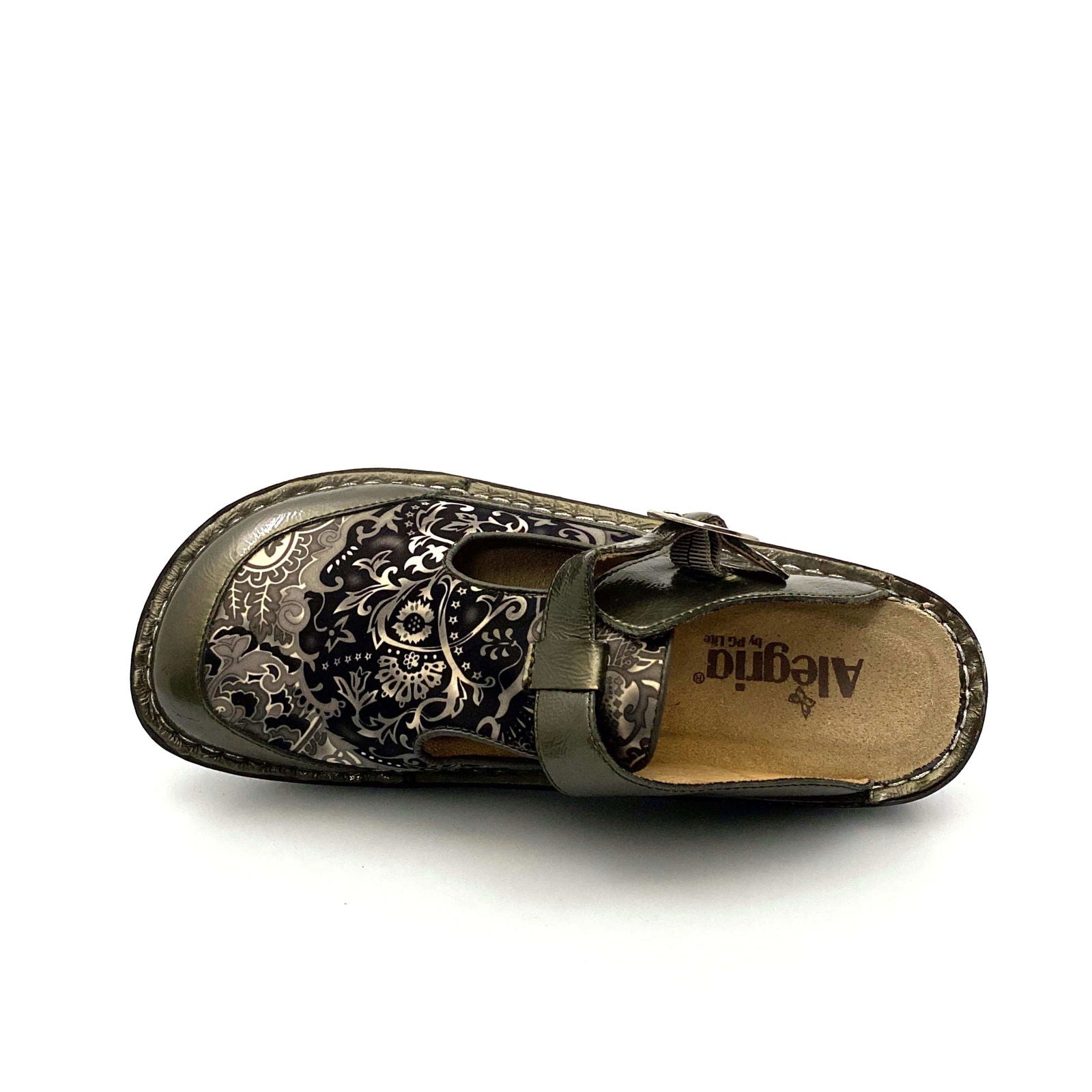 Alegria Womens Size 9 Gunmetal Gray Paisley Open-Back Clog -  | Buy at Parsimony Shoppes