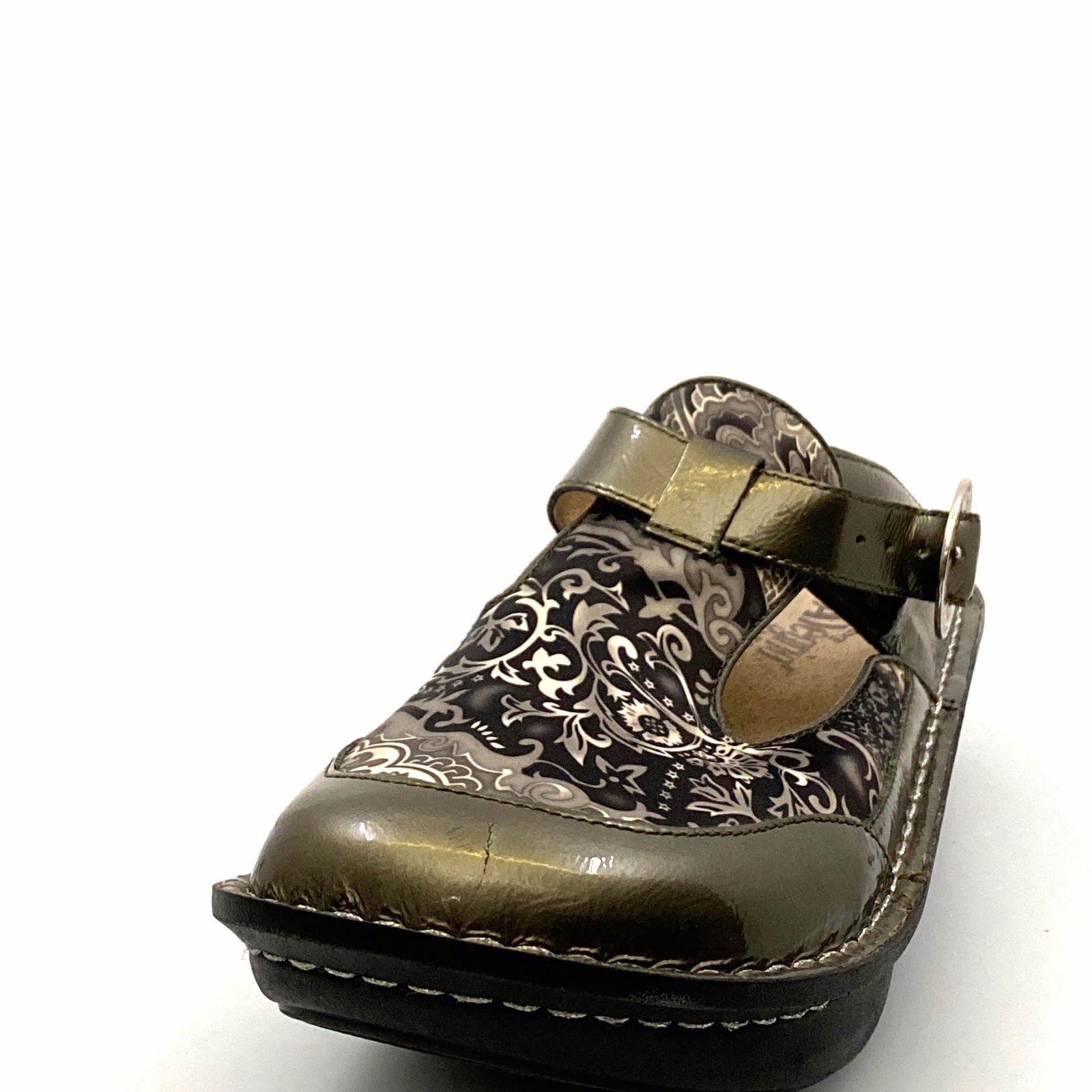 Alegria Womens Size 9 Gunmetal Gray Paisley Open-Back Clog -  | Buy at Parsimony Shoppes